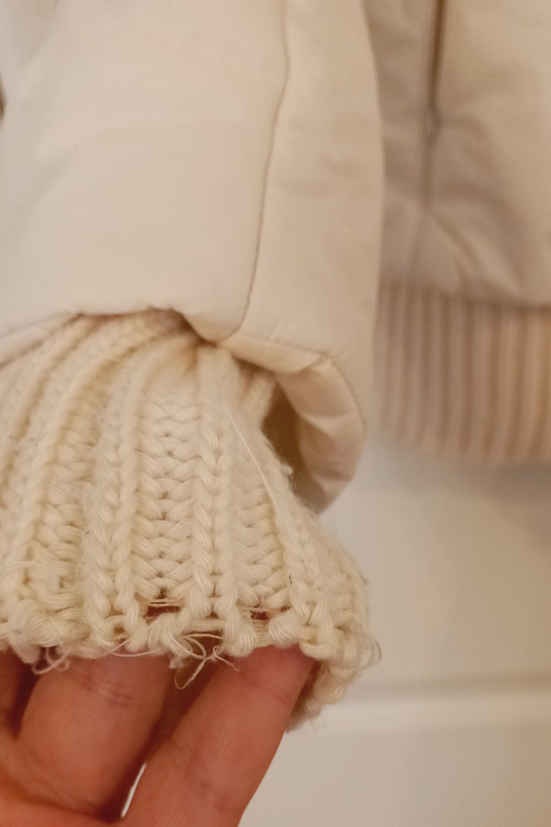 Krem örgü detaylı Kapüşonlu Mont — görsel 11/14