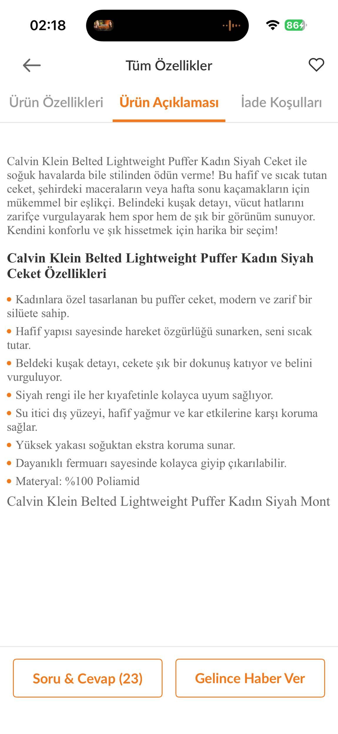 Calvin Klein Siyah Puffer Mont — görsel 12/12