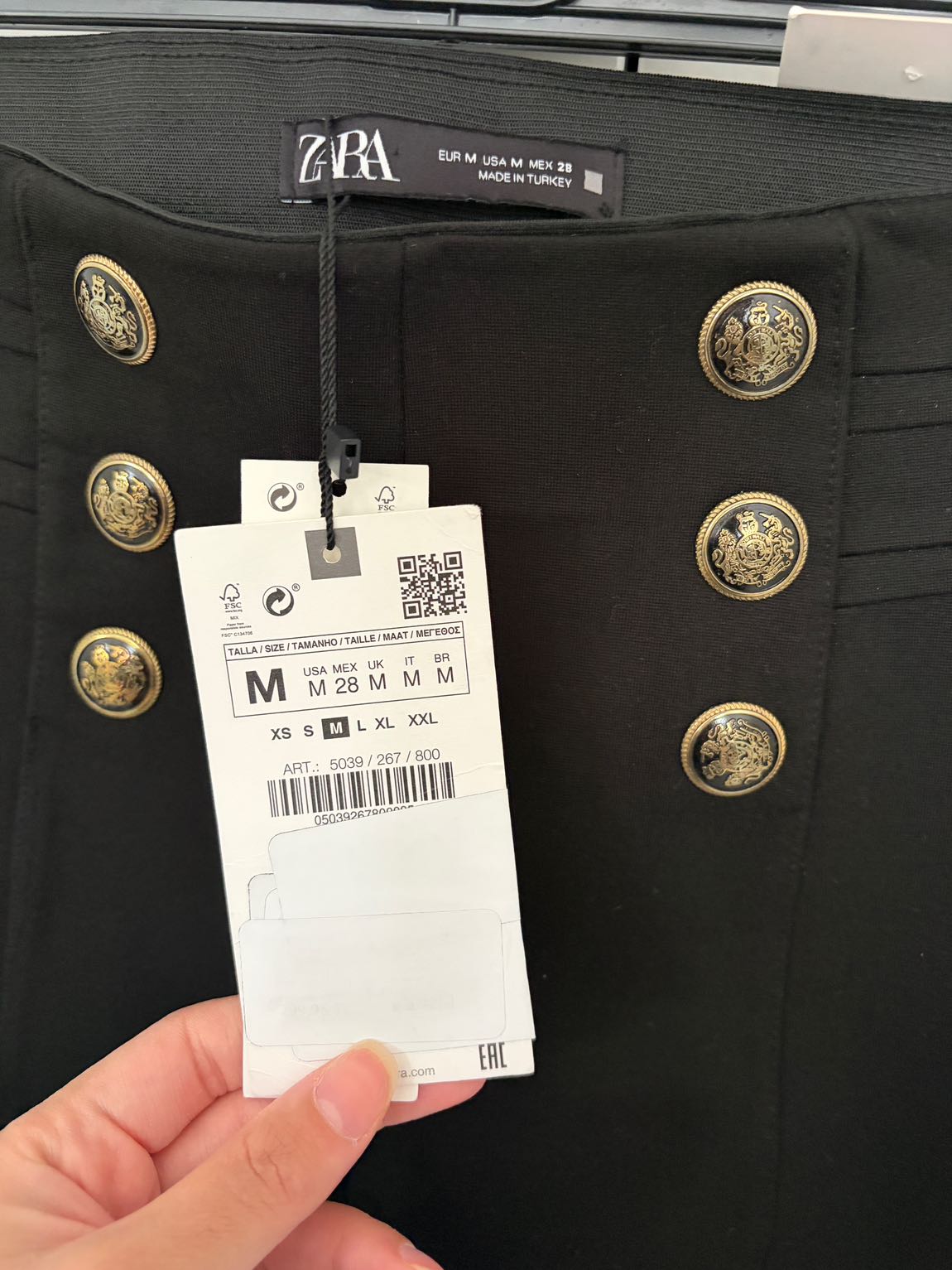 Zara Siyah Yüksek Bel Düğmeli Tayt — görsel 3/3
