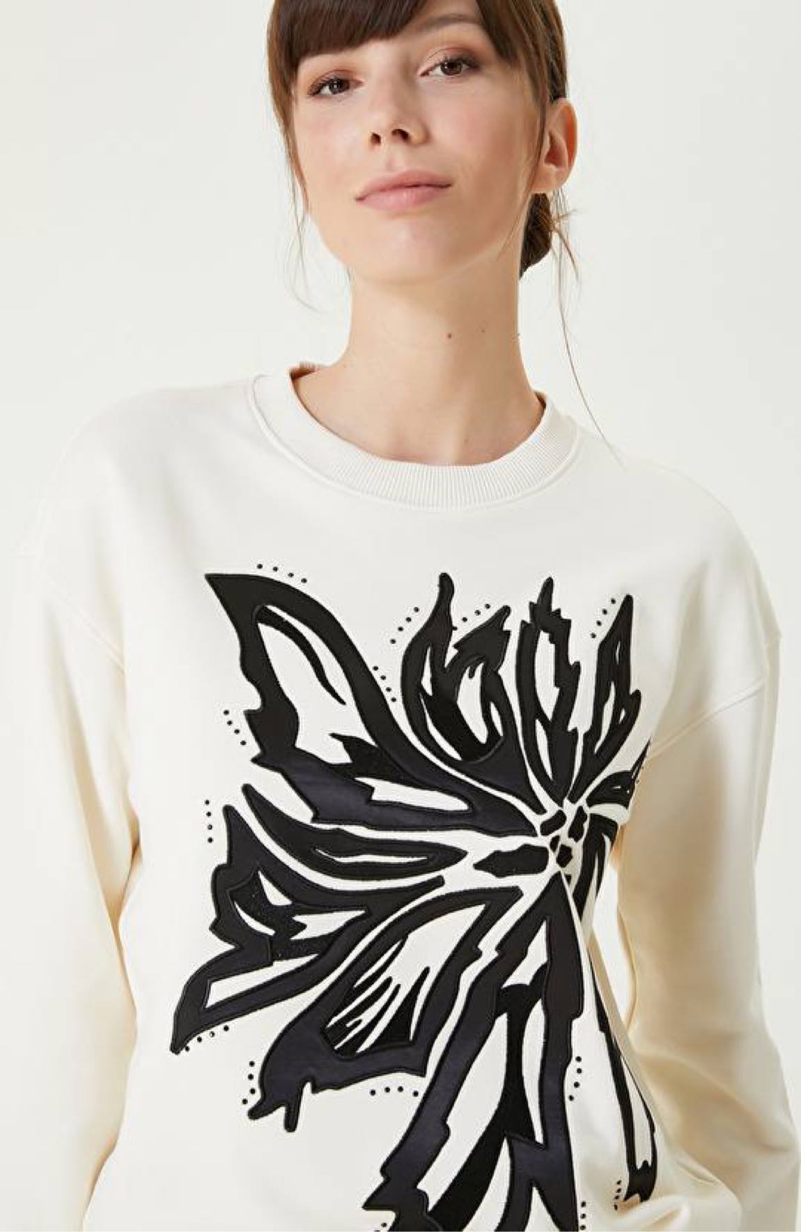 Network Desenli Sweatshirt Ekru — görsel 7/7