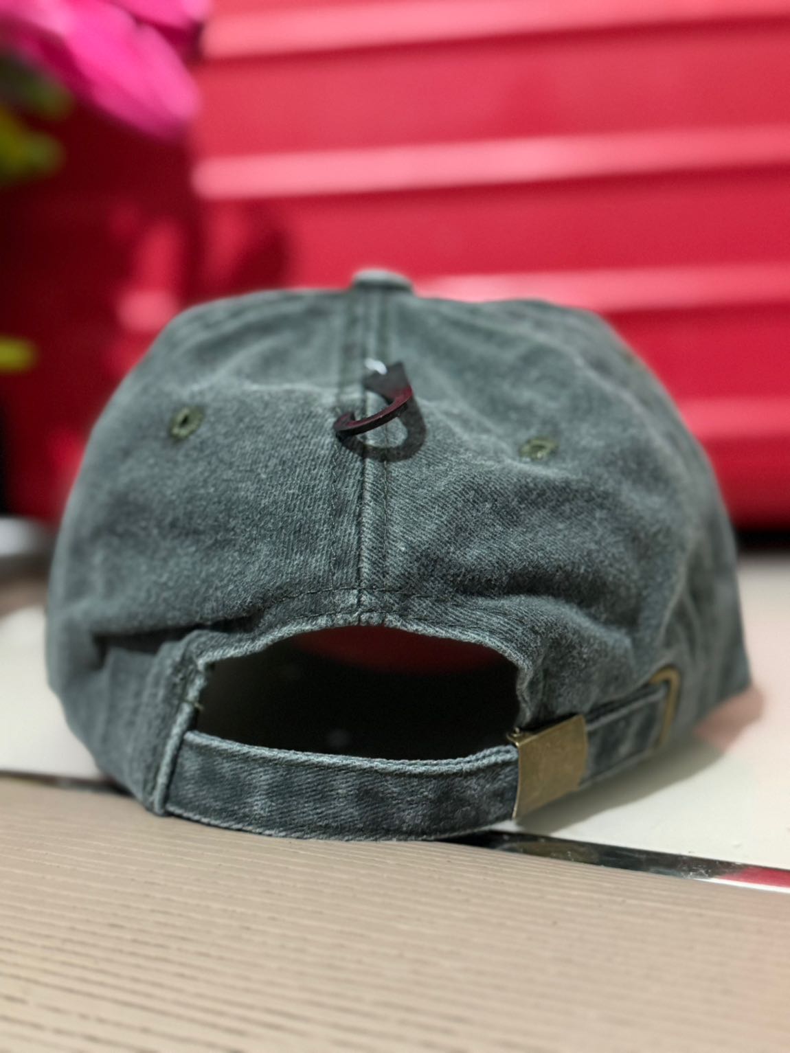 Eskitme Yeşil Unisex Kot Kumaş Şapka — görsel 5/6