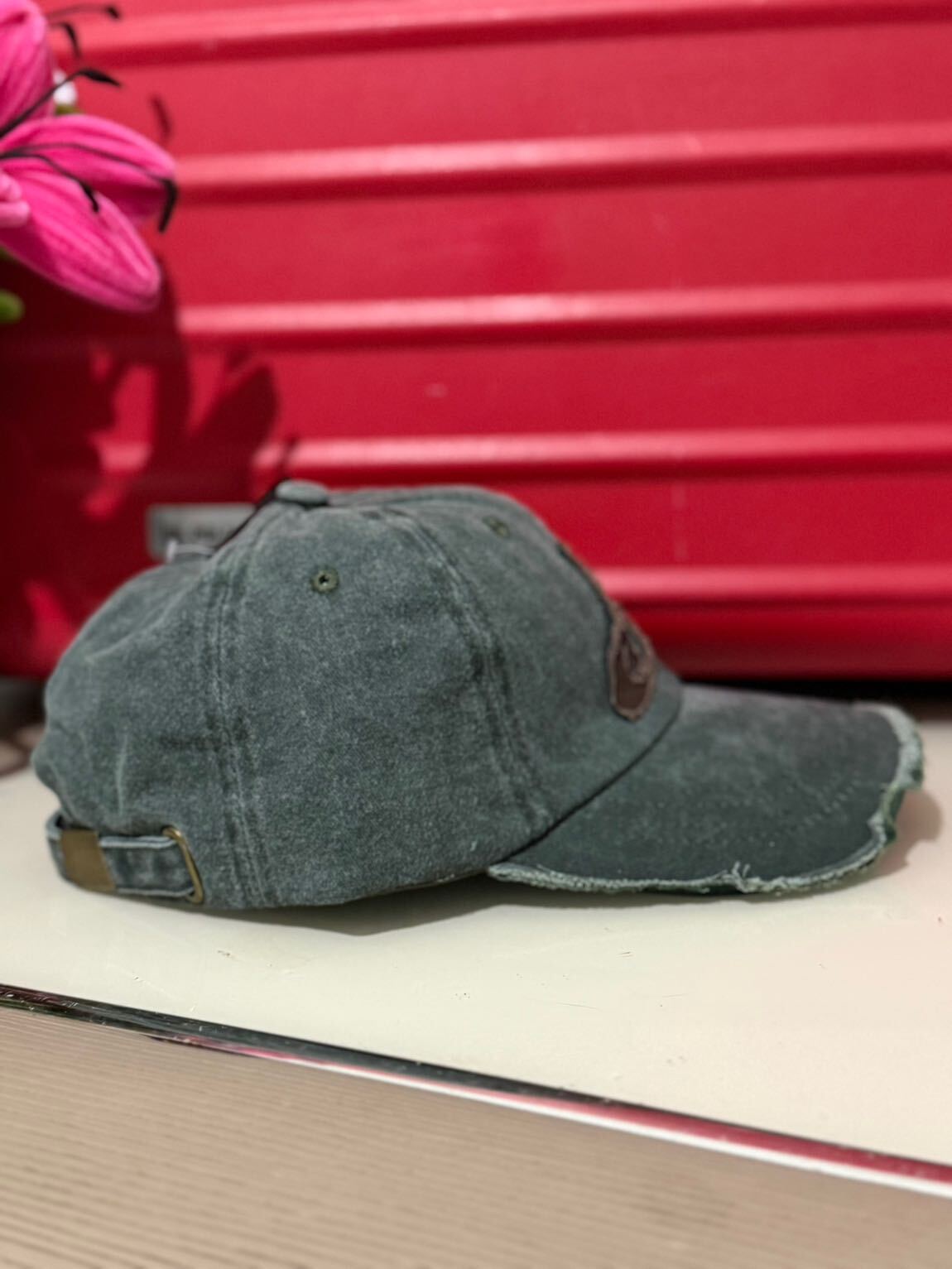 Eskitme Yeşil Unisex Kot Kumaş Şapka — görsel 4/6