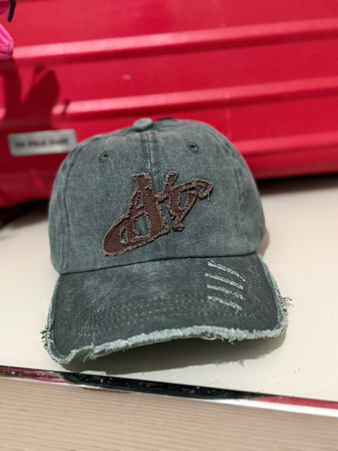 Eskitme Yeşil Unisex Kot Kumaş Şapka — görsel 2/6