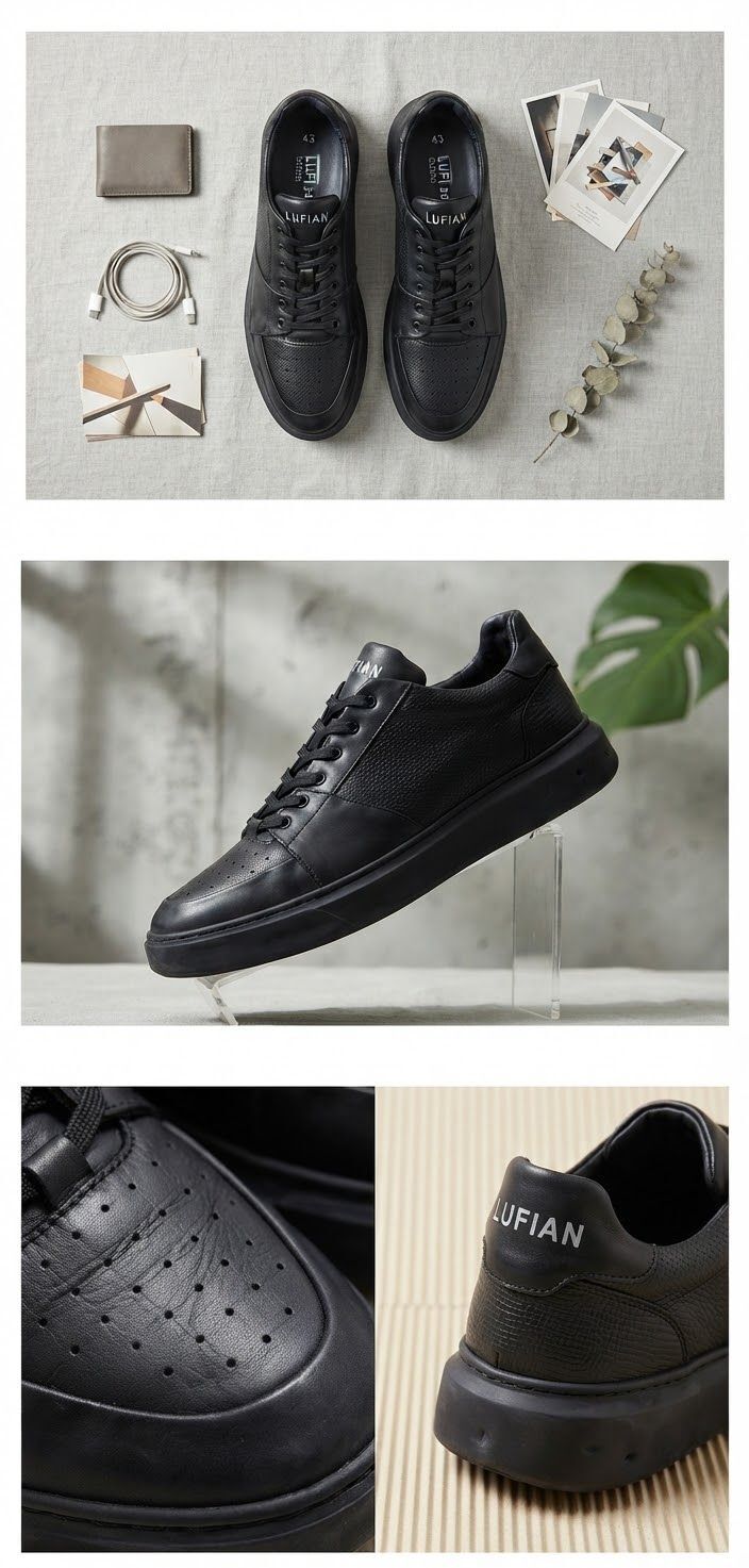 Lufian Siyah Deri Sneaker | 43 Numara🖤 — görsel 2/13