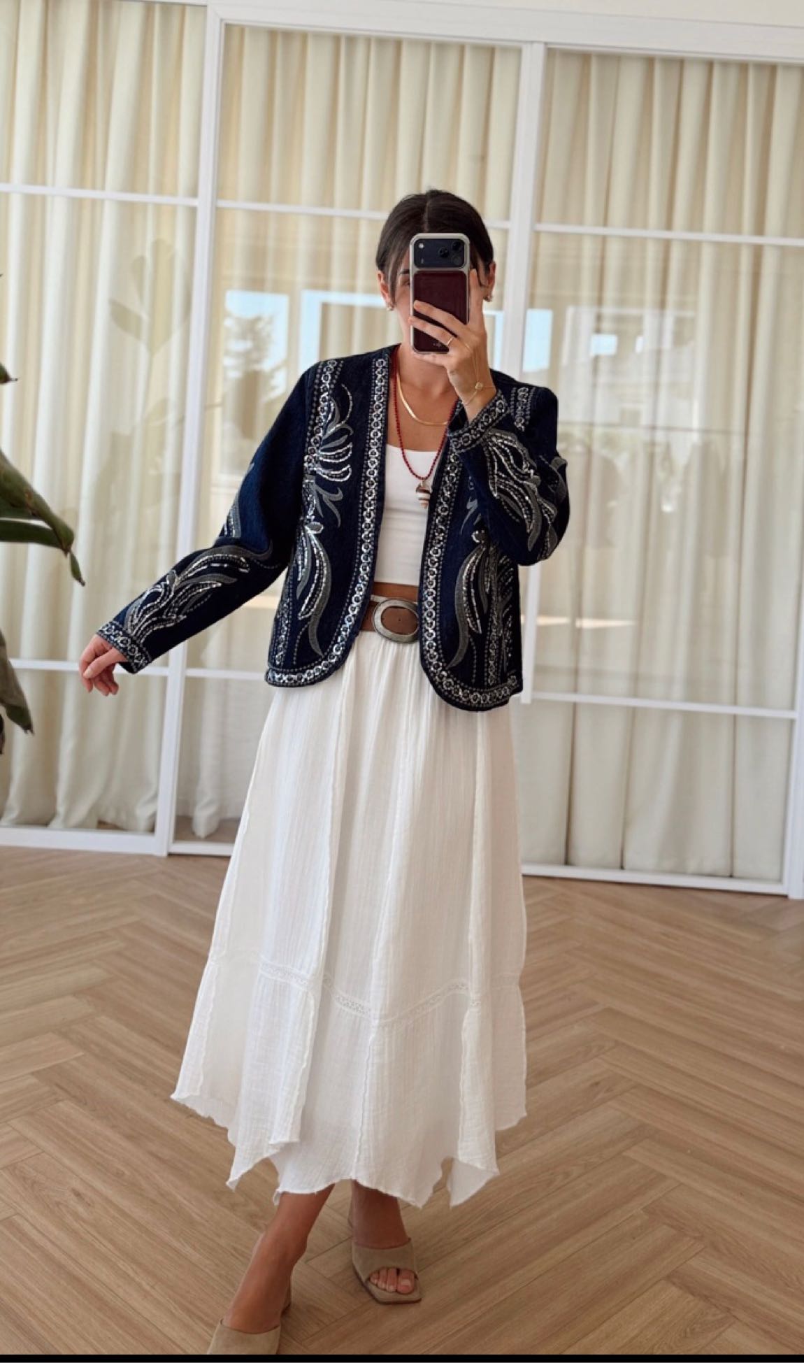 Payetli Mavi Blazer Ceket — görsel 3/3