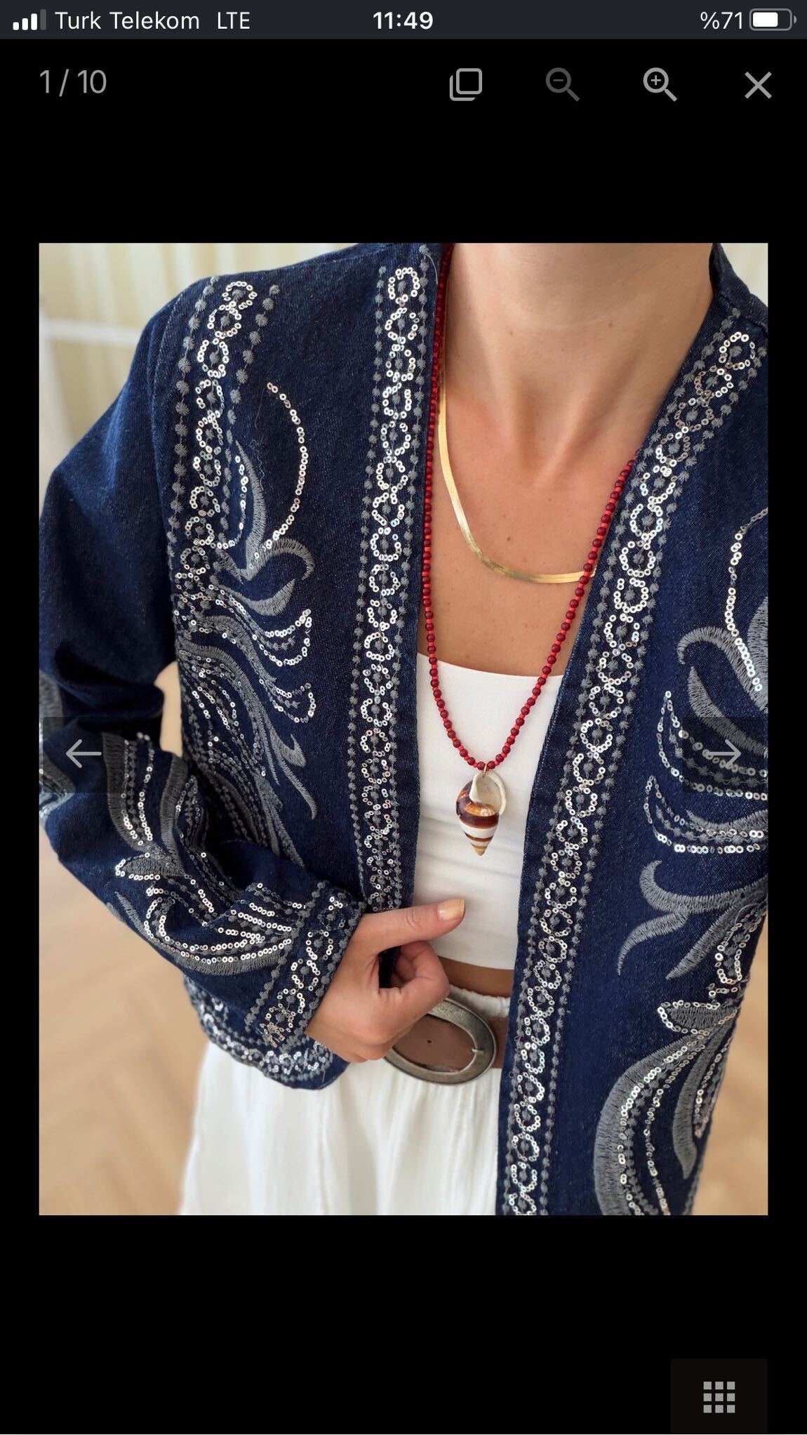Payetli Mavi Blazer Ceket — görsel 2/3