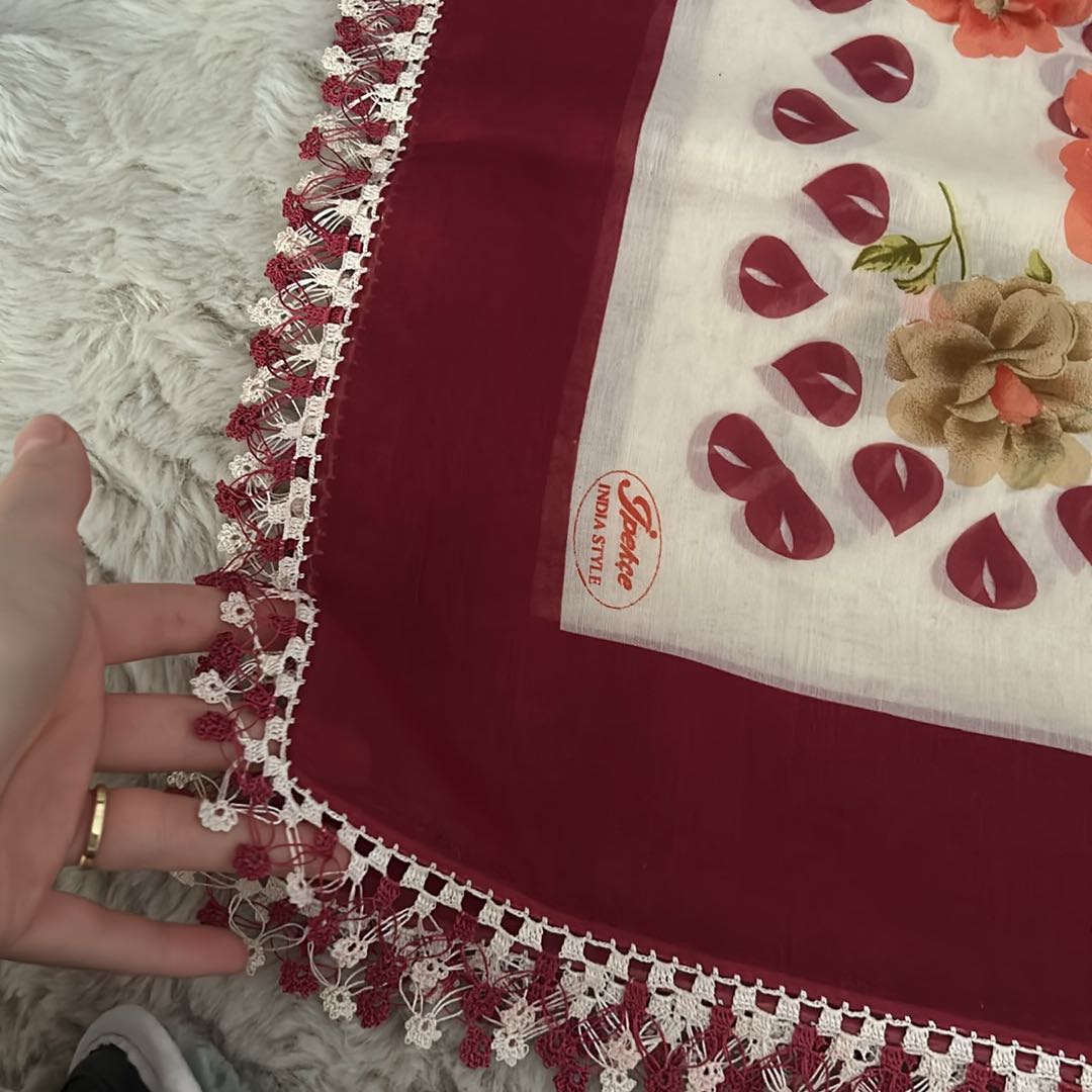 Armine Desenli Eşarp oyalı tülbent — görsel 3/3
