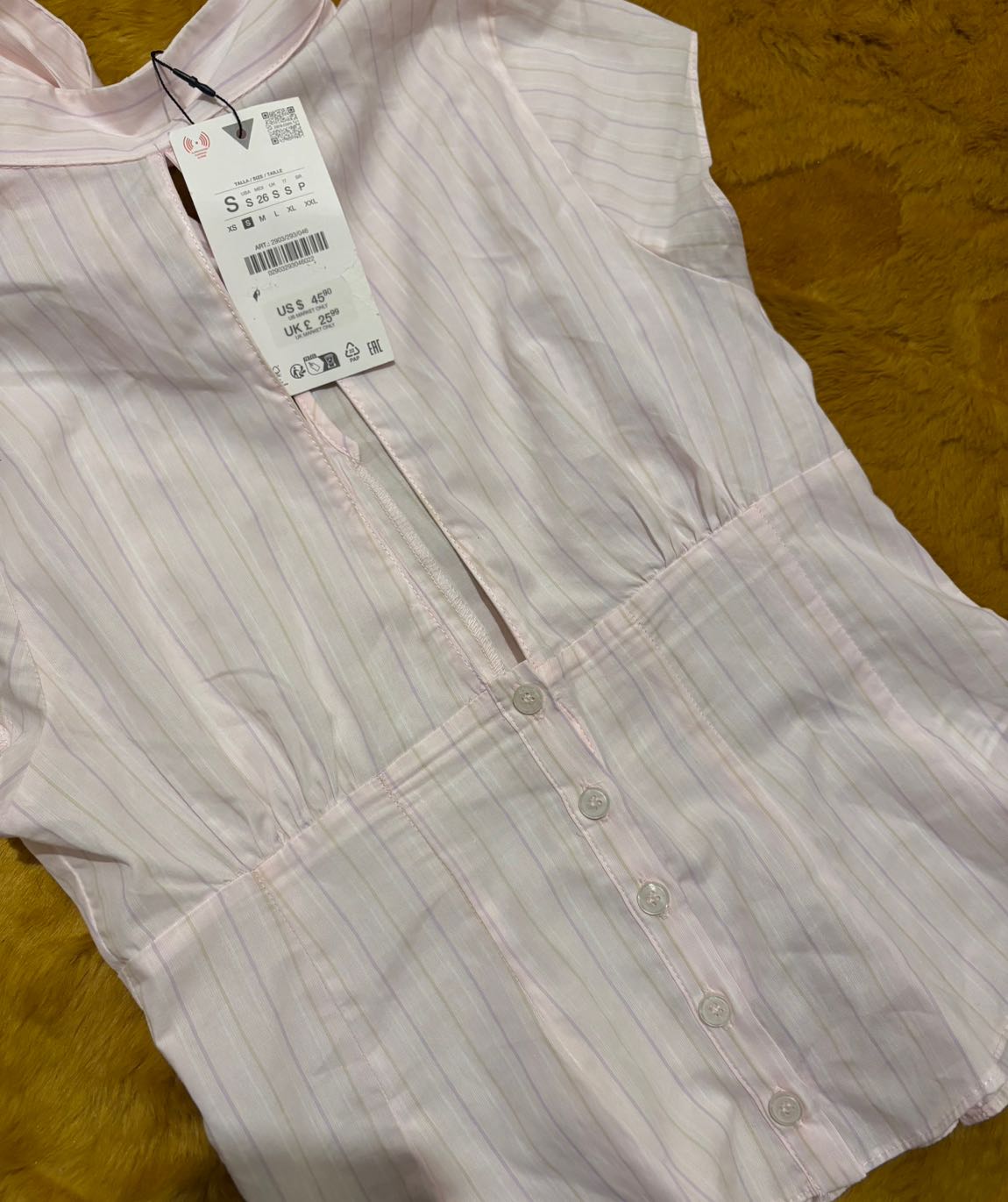Zara Pembe, Dekolteli Çizgili Gömlek — görsel 4/8