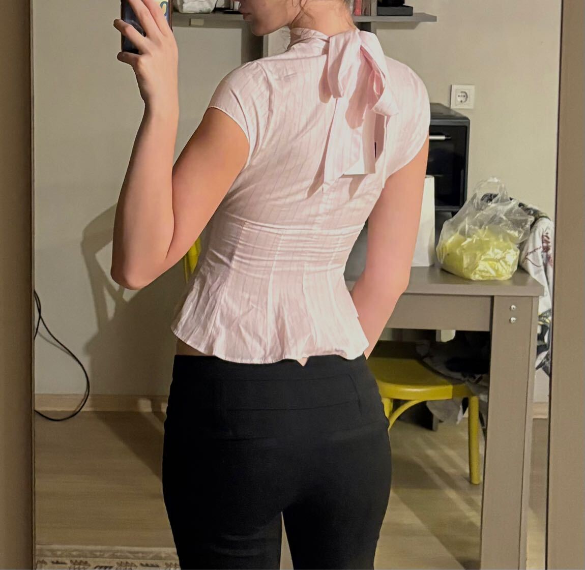 Zara Pembe, Dekolteli Çizgili Gömlek — görsel 6/8