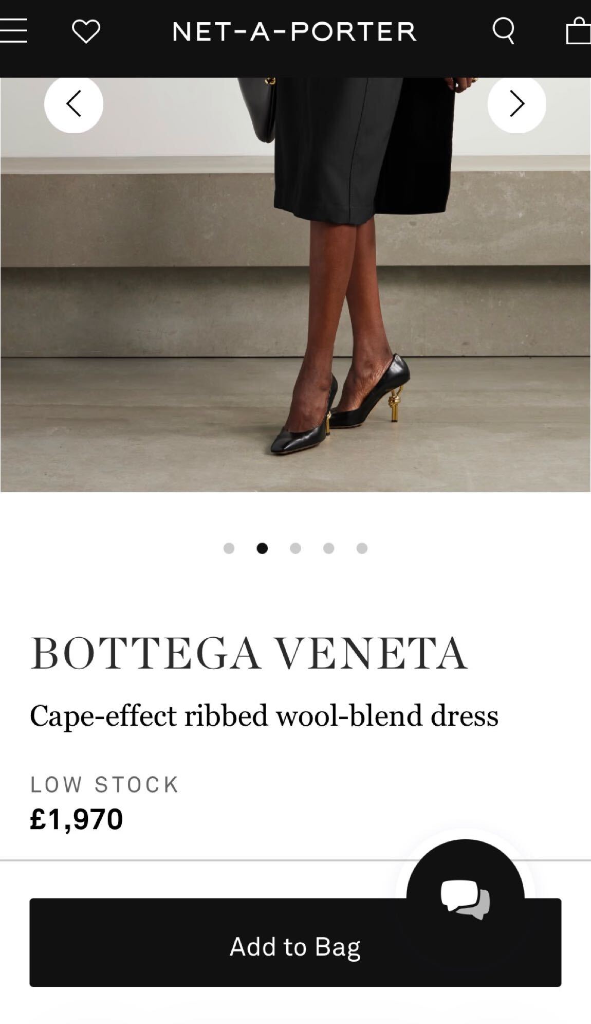 Bottega Veneta Yün Siyah Elbise Beymen — görsel 2/9