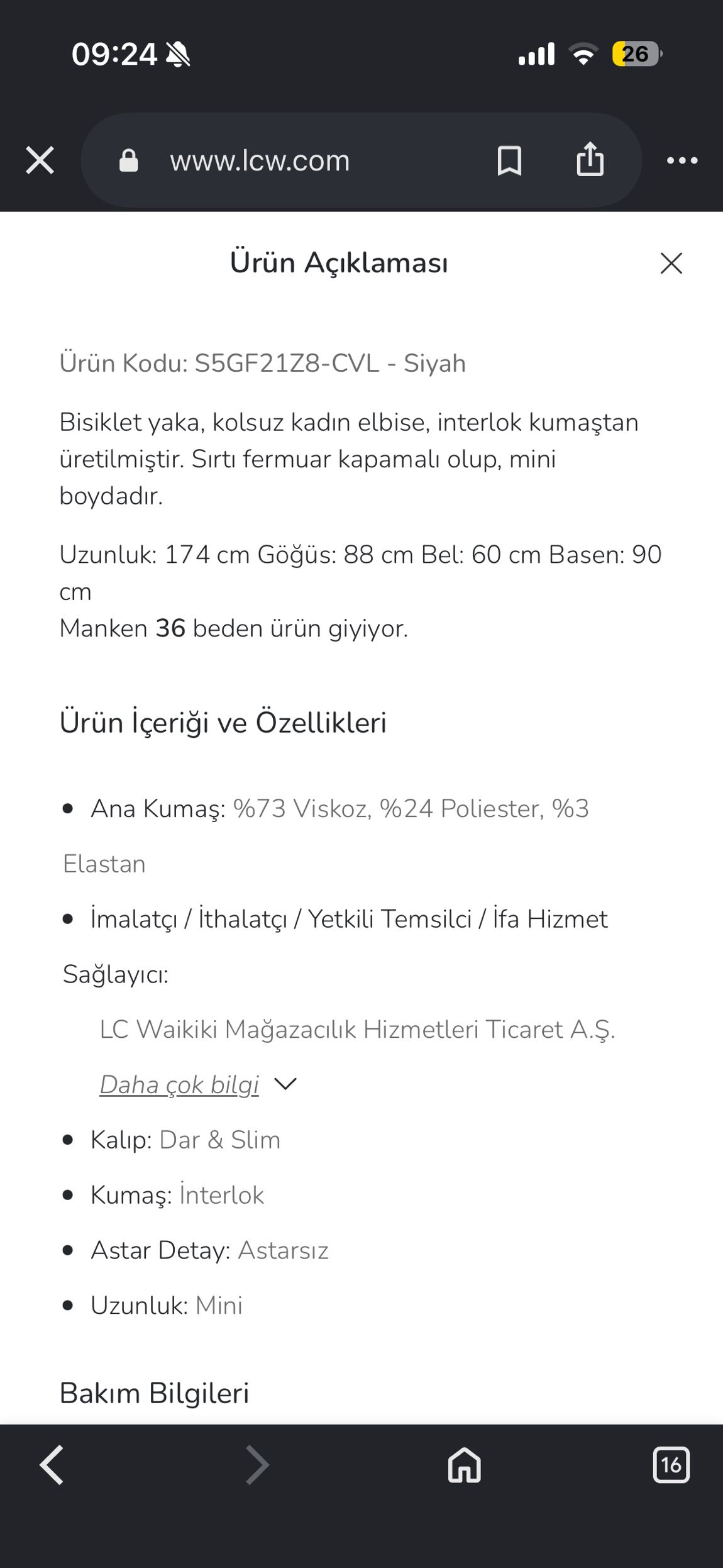 lcw casual siyah elbise — görsel 5/5