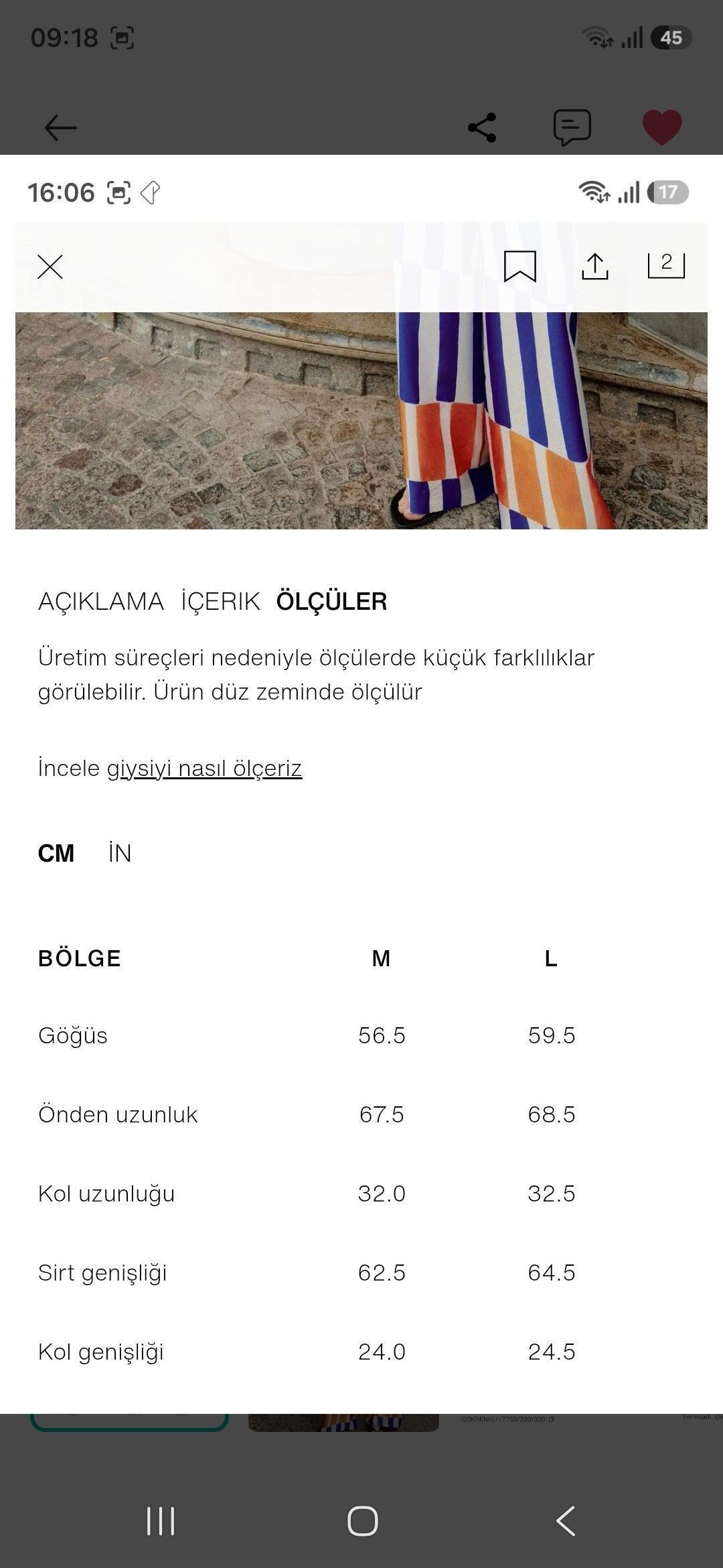 Zara Çizgili İkili Takım m beden — görsel 12/19