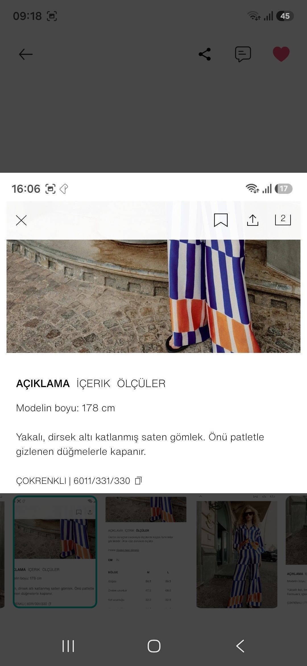 Zara Çizgili İkili Takım m beden — görsel 11/19