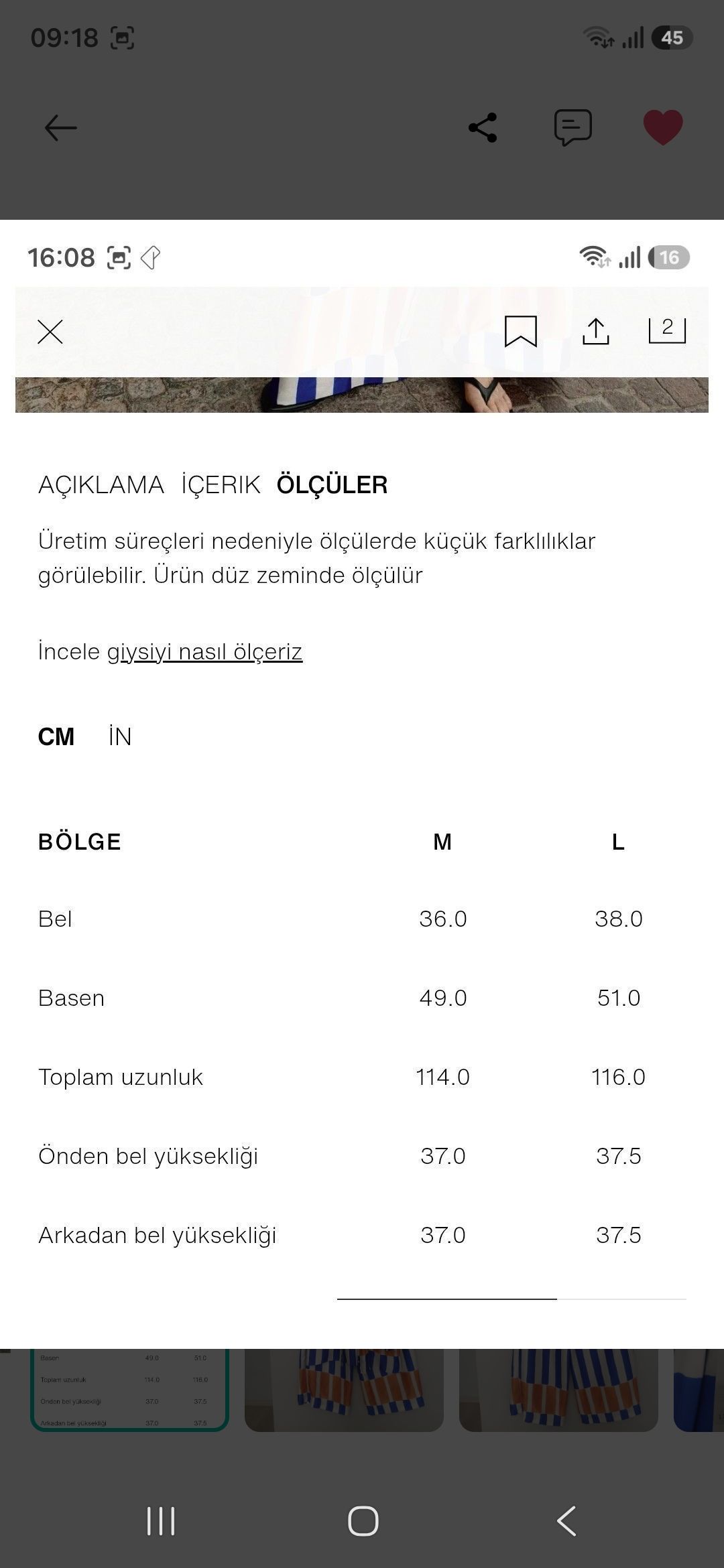 Zara Çizgili İkili Takım m beden — görsel 14/19