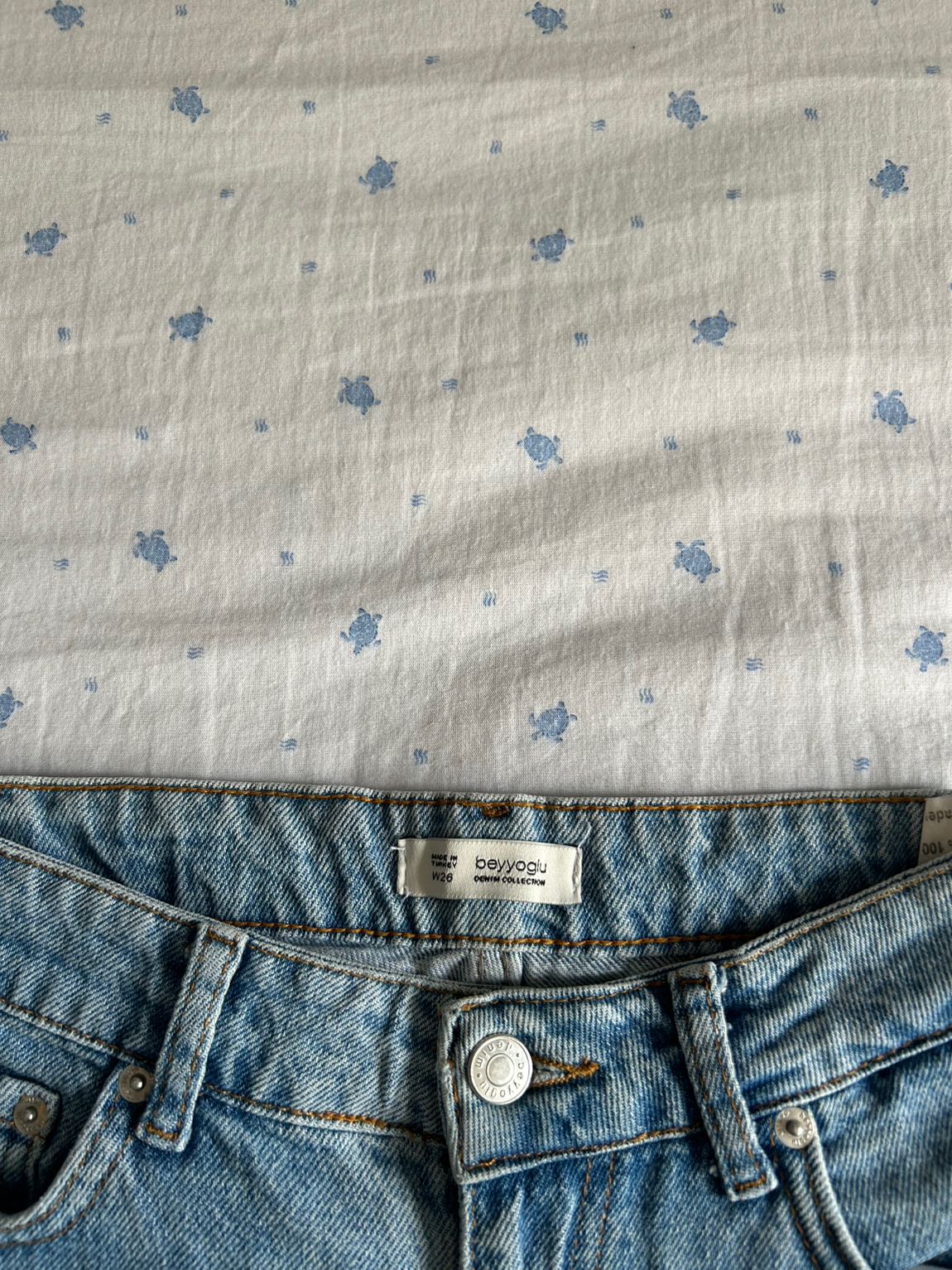 Bershka Mavi Straight Fit Jean Pantolon — görsel 3/5