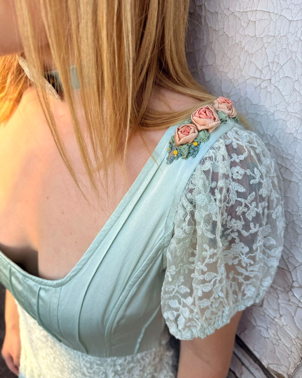 LoveShackFancy Turkuaz İpek Elbise — görsel 2/7