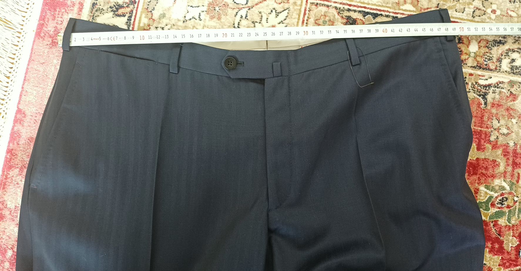 Isaia Lacivert Çizgili Klasik Pantolon — görsel 5/7