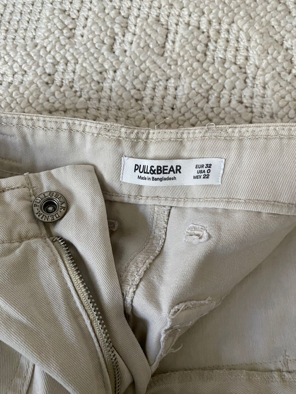 pull&bear Krem Kargo Pantolon — görsel 4/4