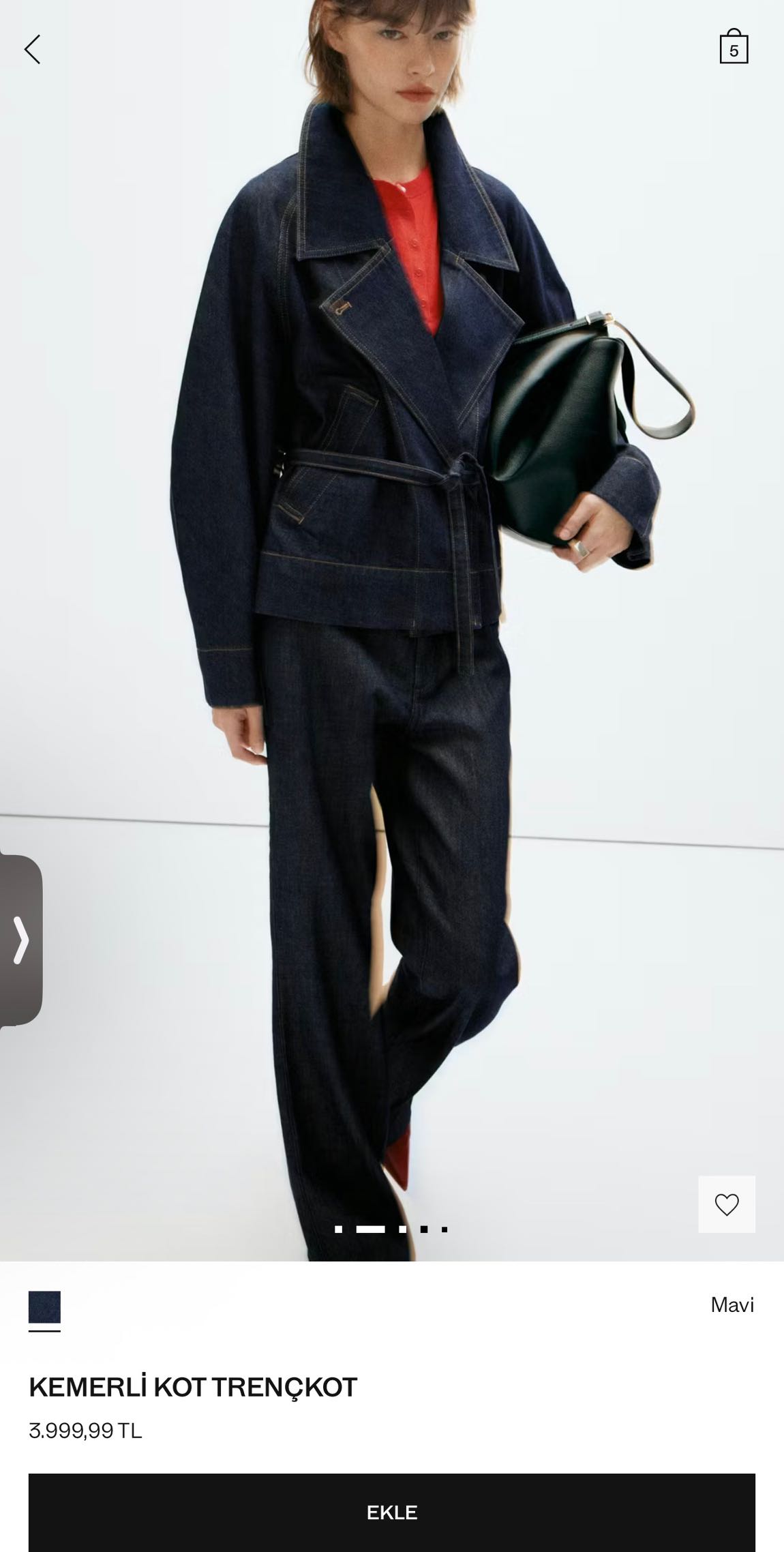 Mango Lacivert Denim Ceket — görsel 4/4