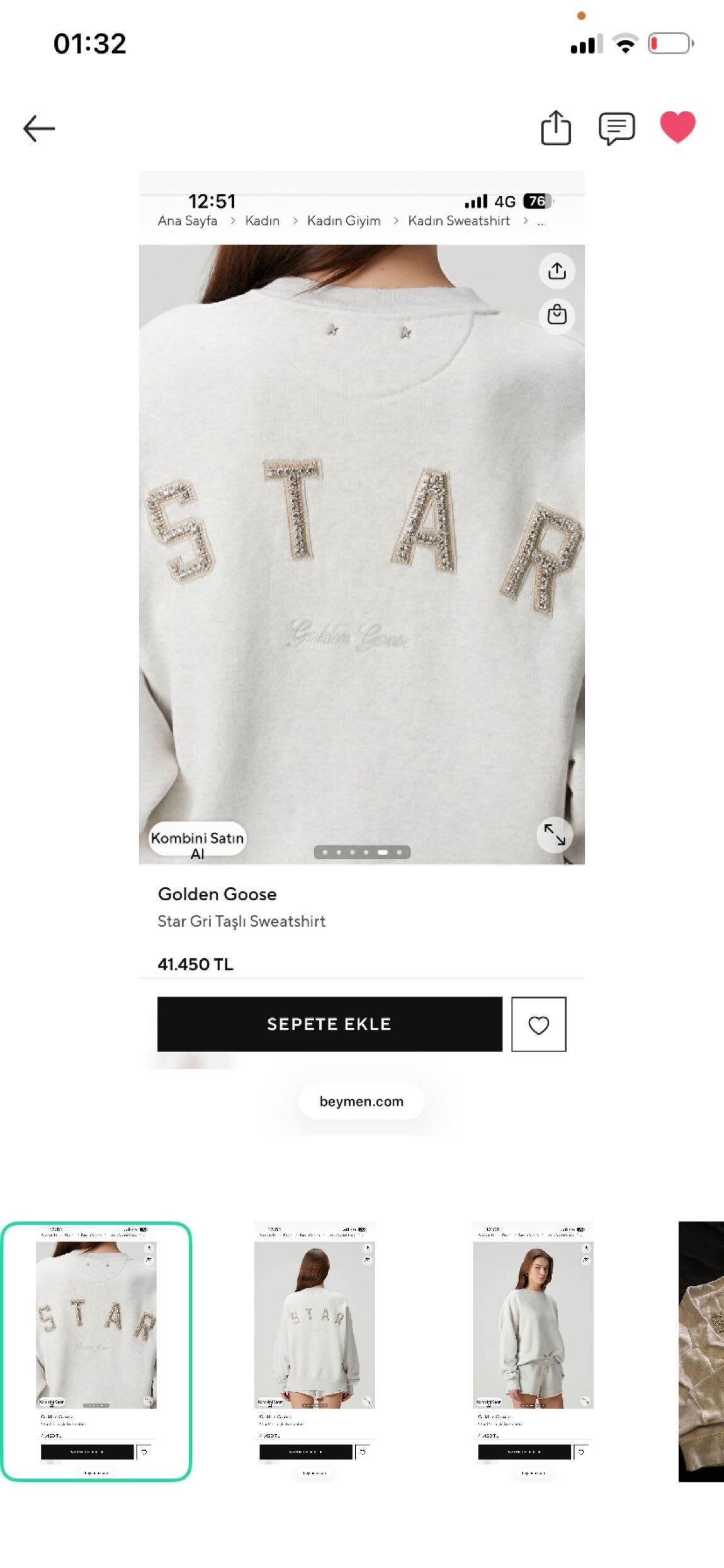Golden Goose Taşlı Sweatshirt — görsel 2/12