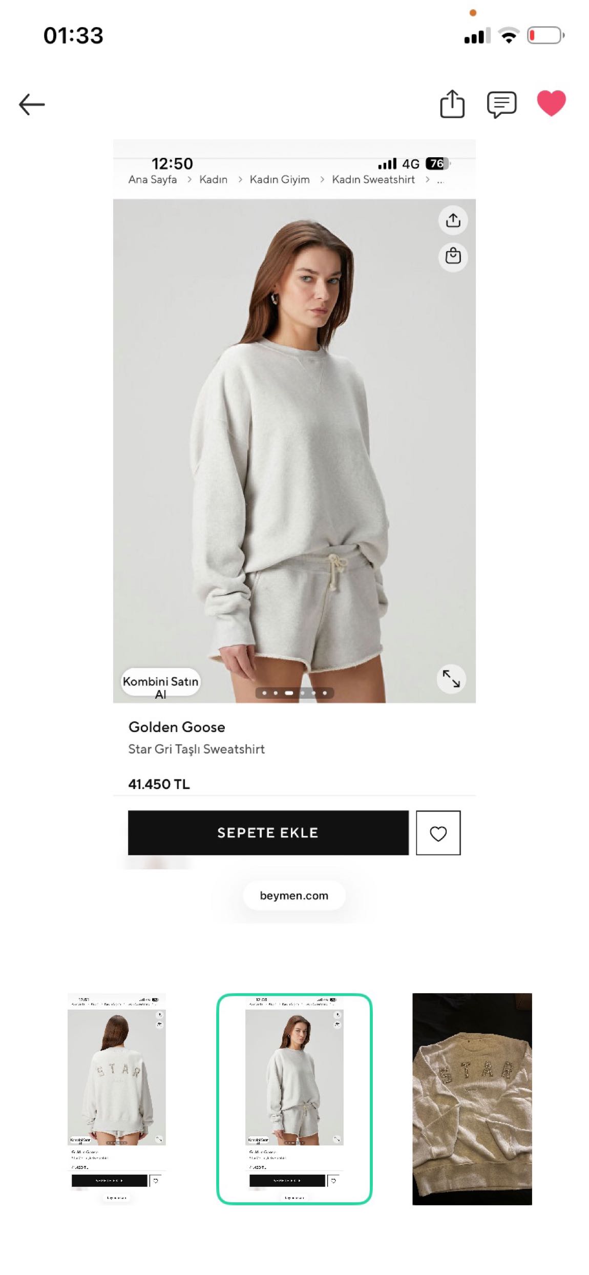 Golden Goose Taşlı Sweatshirt — görsel 3/12