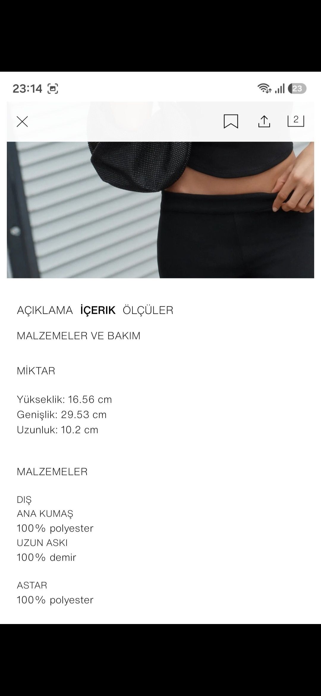 Zara Siyah Taşlı Çanta — görsel 11/14