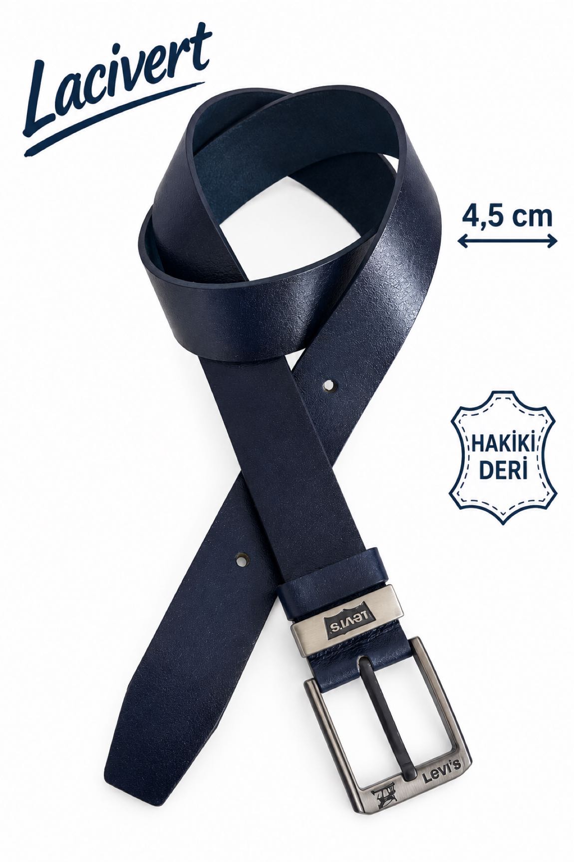 Levi's Lacivert Gerçek Deri Kemer 4,5 cm — görsel 2/10
