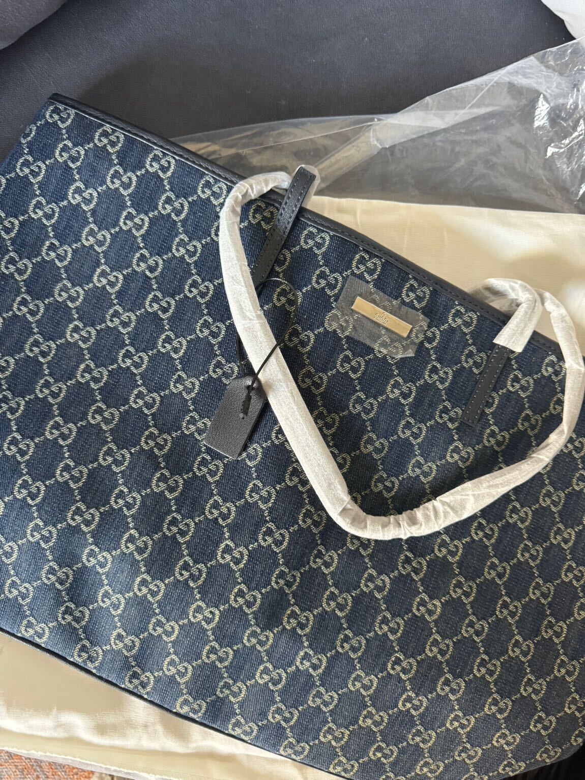 Gucc* monograme tote jean çanta — görsel 7/13