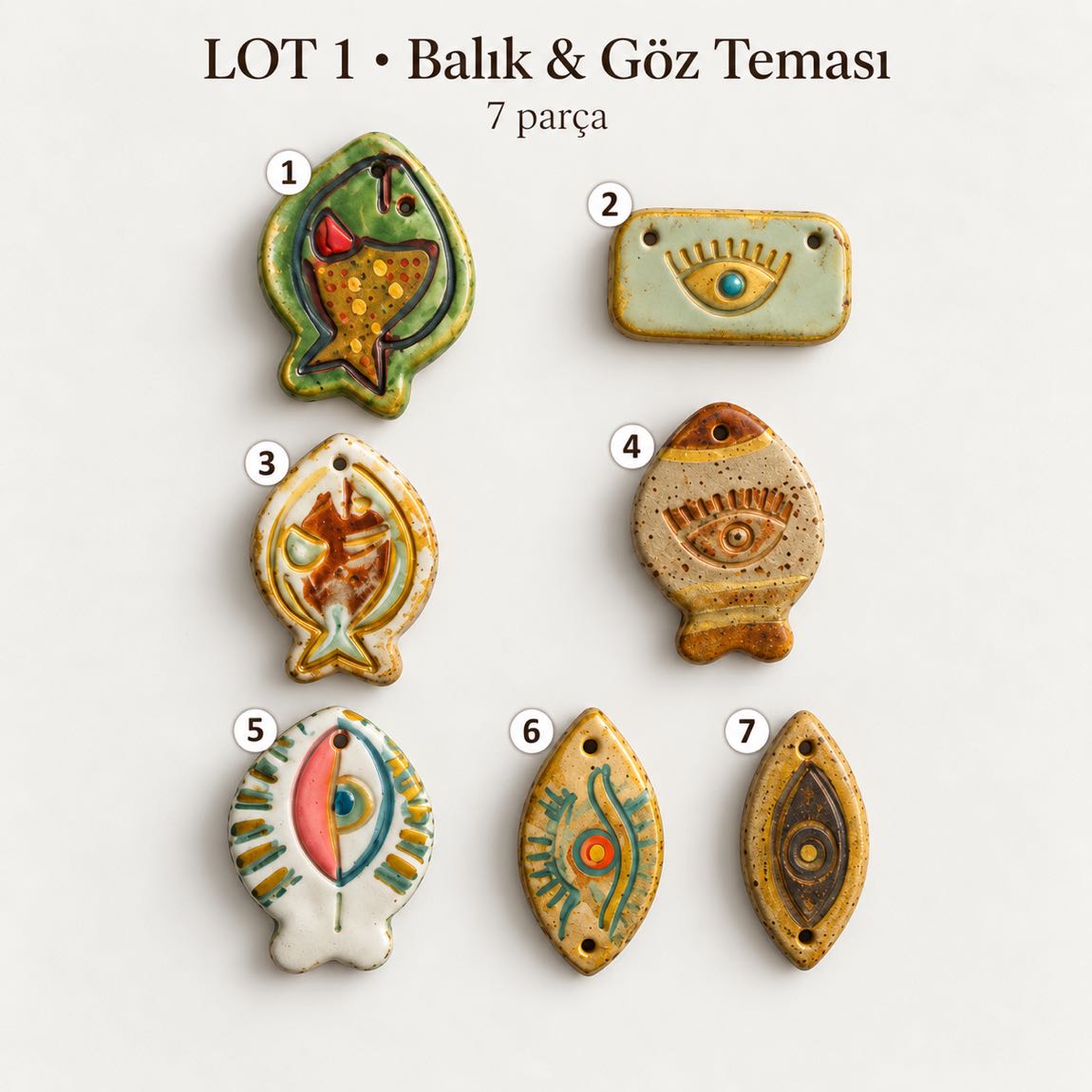 El Yapımı Seramik Kolye Uçları — görsel 6/6