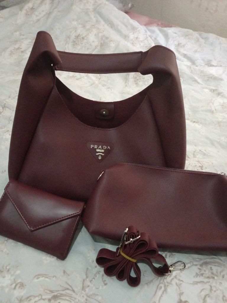 Prada Bordo Çanta Seti — görsel 2/6