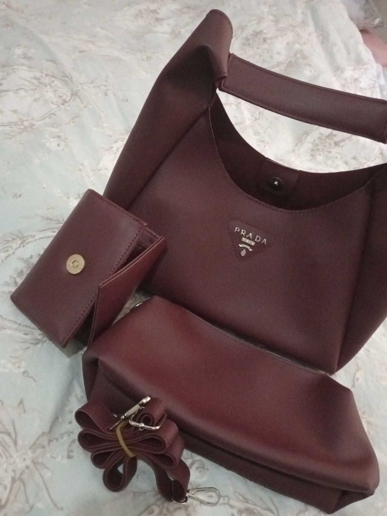 Prada Bordo Çanta Seti — görsel 3/6