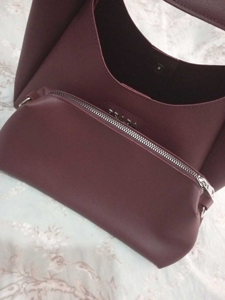 Prada Bordo Çanta Seti — görsel 5/6