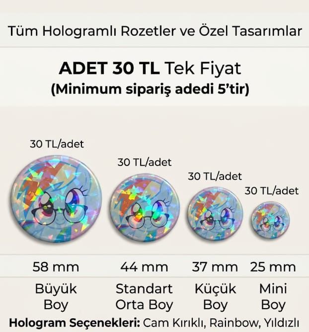 Mini Boy 25mm Rozet Seti Hologramlı YENİ — görsel 7/9