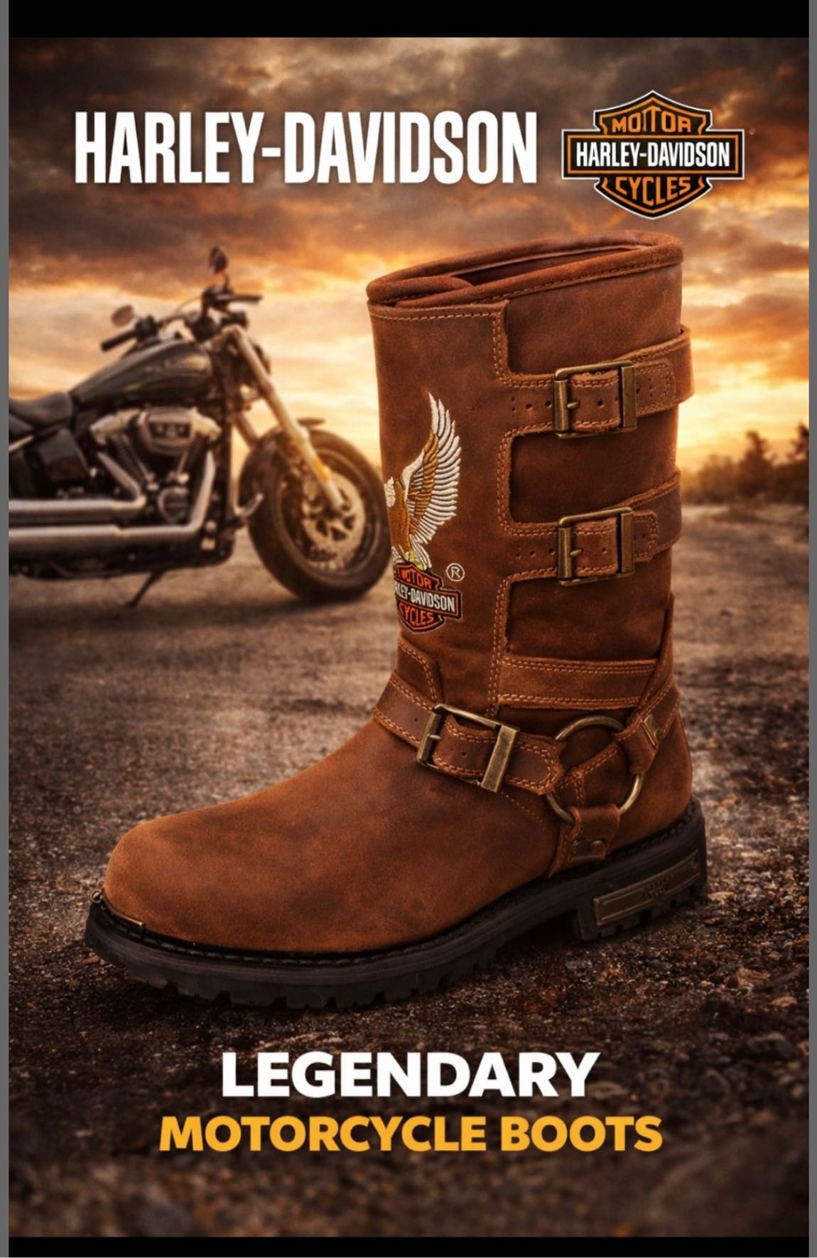 Harley Davidson Kahverengi Çizme — görsel 2/3
