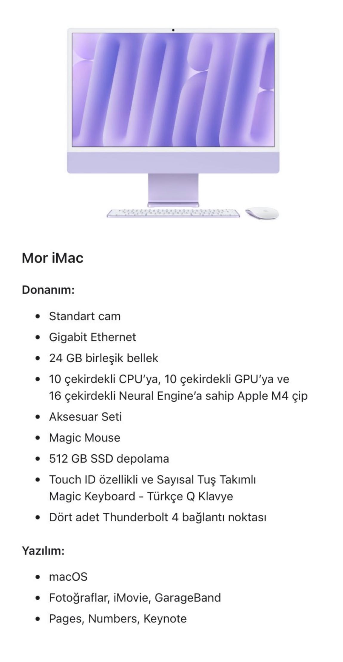 M4 çipli Mor İmac — görsel 7/7