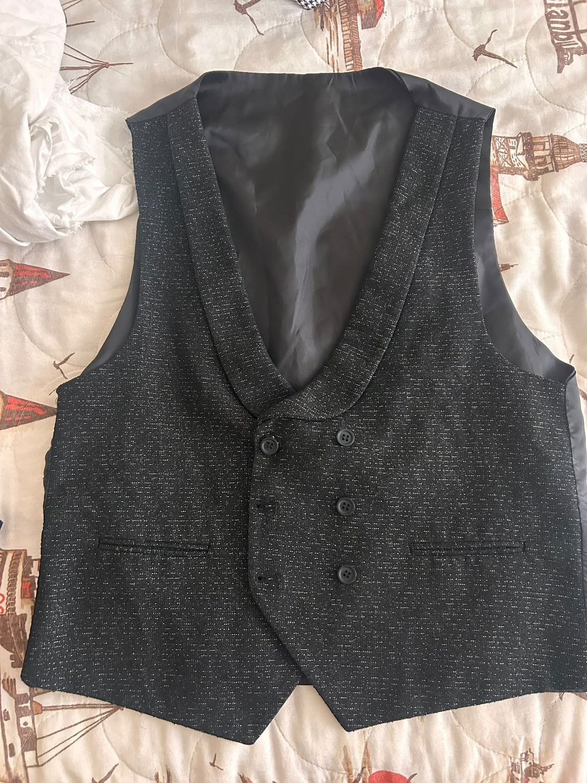 Desenli Siyah yelekli Blazer Ceket — görsel 6/8