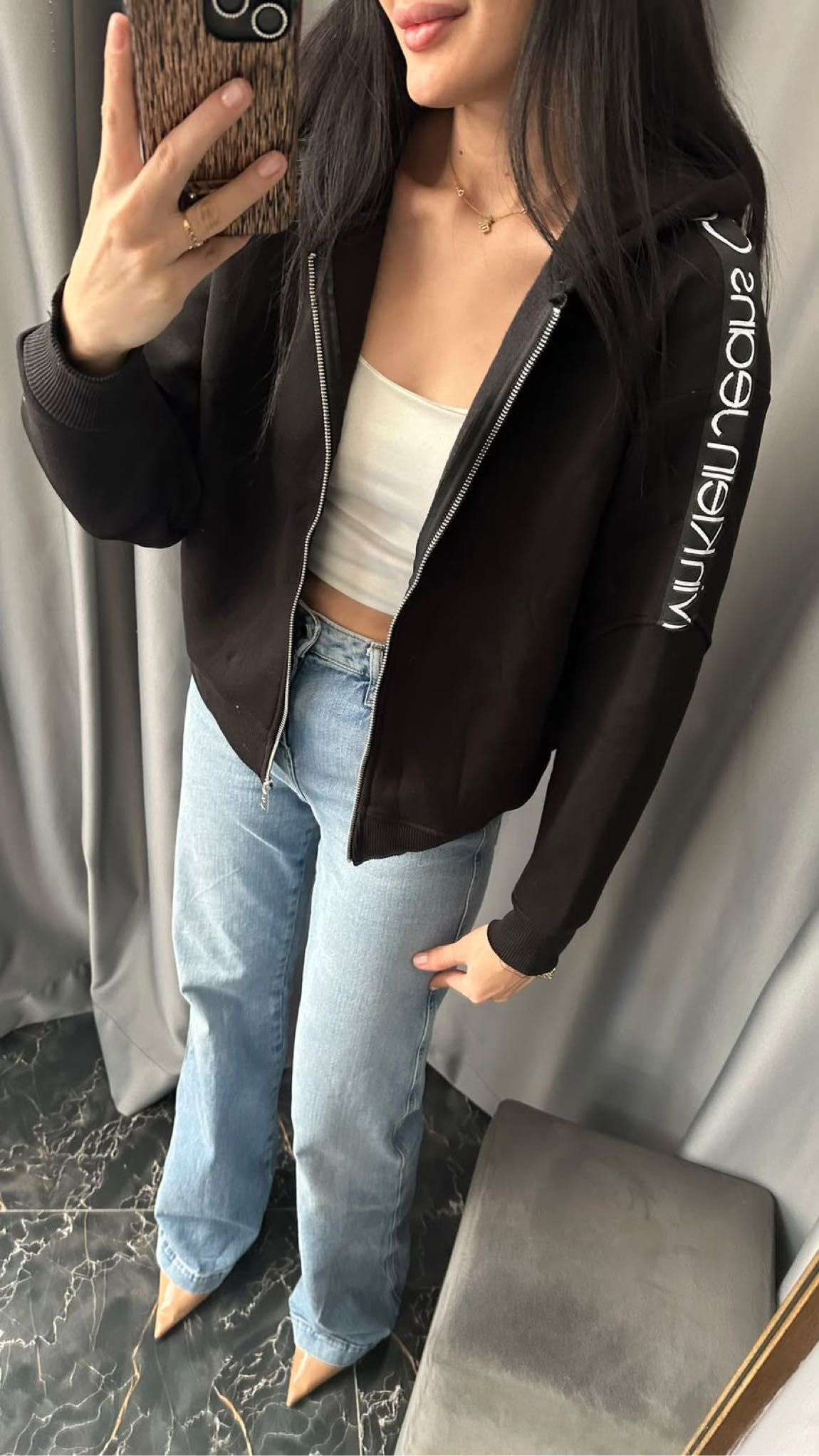 Ck Krem Fermuarlı Sweatshirt — görsel 3/3