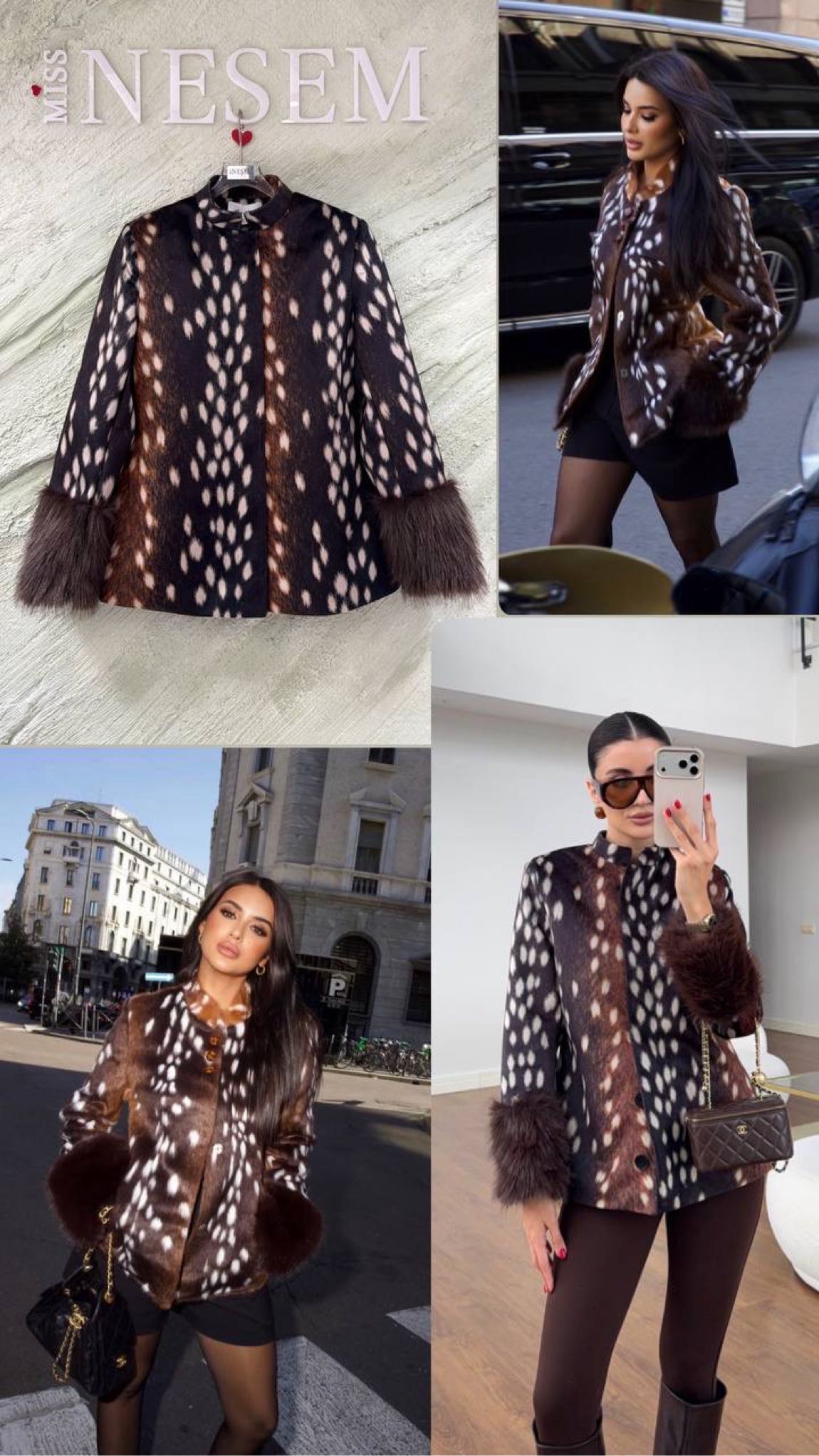 Globelde Viral Bambi Desen Ceket — görsel 14/16