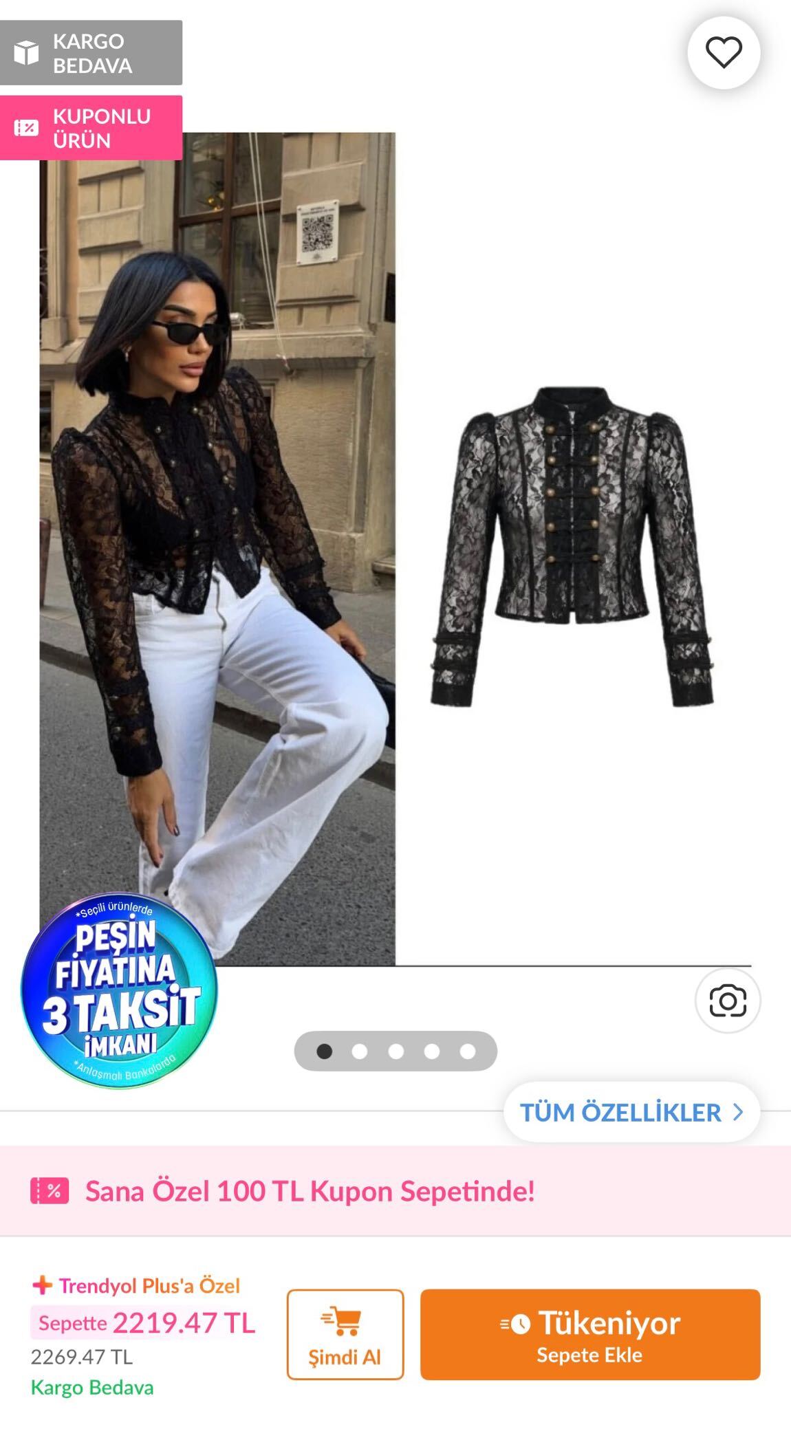 Siyah Dantel Blazer Ceket — görsel 2/8