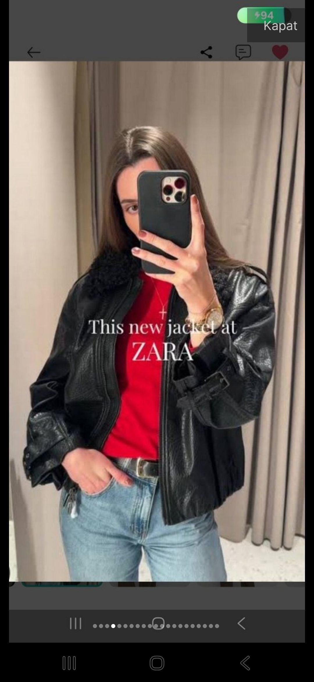 Zara Siyah Suni Deri Ceket — görsel 4/19