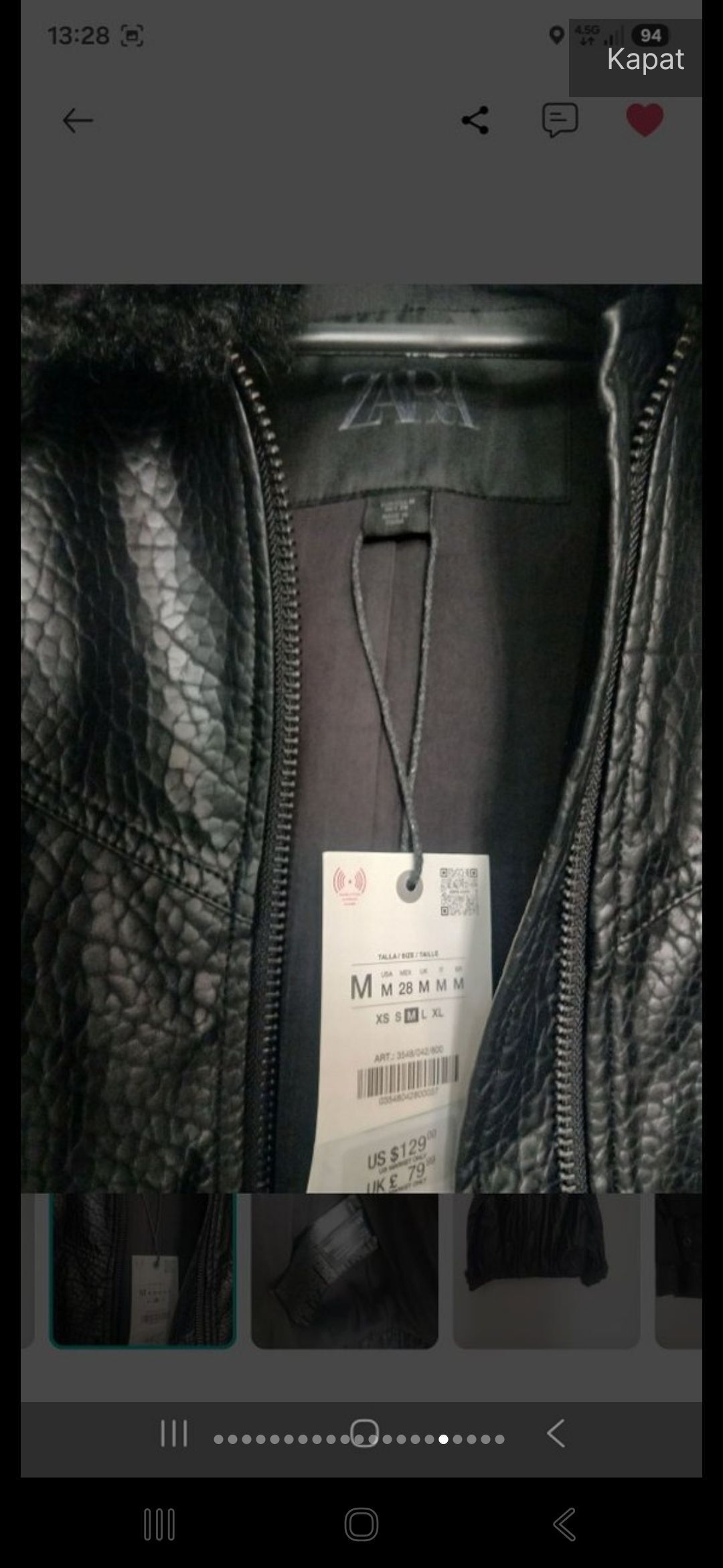 Zara Siyah Suni Deri Ceket — görsel 17/19