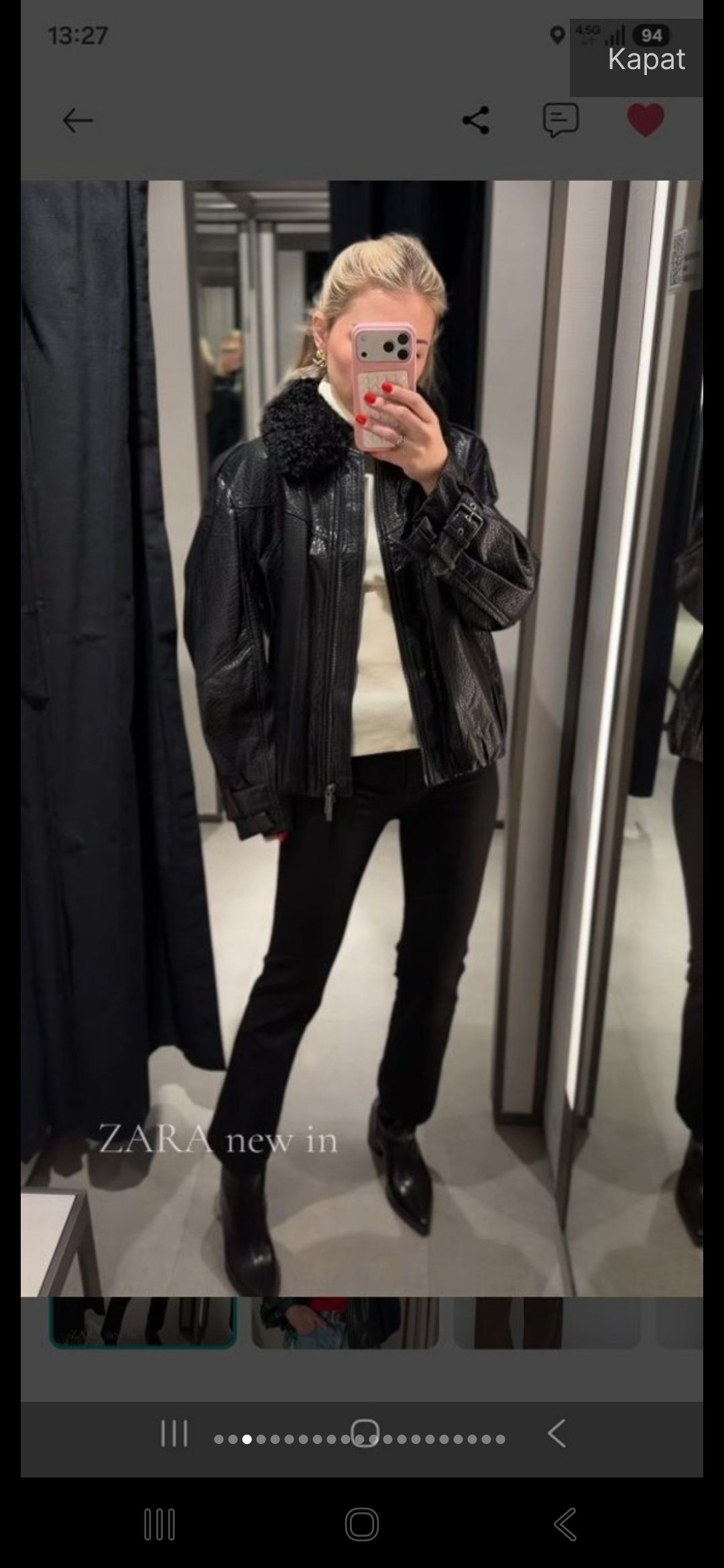 Zara Siyah Suni Deri Ceket — görsel 3/19