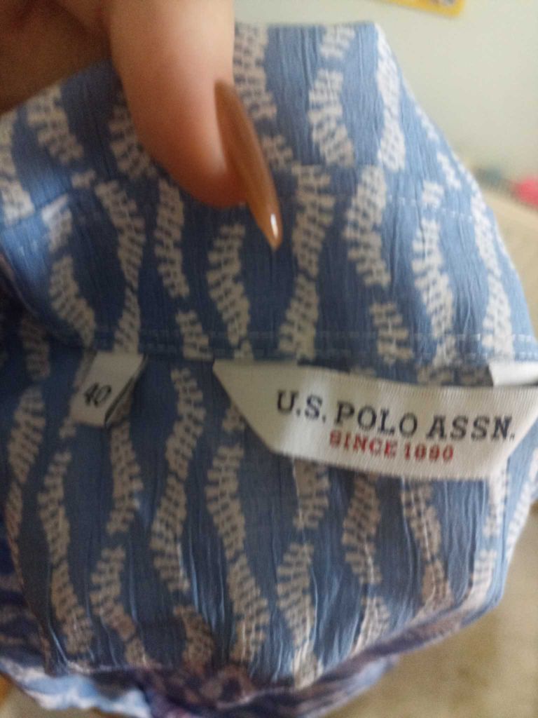 USPA uzun kollu mavi desenli gömlek — görsel 2/2