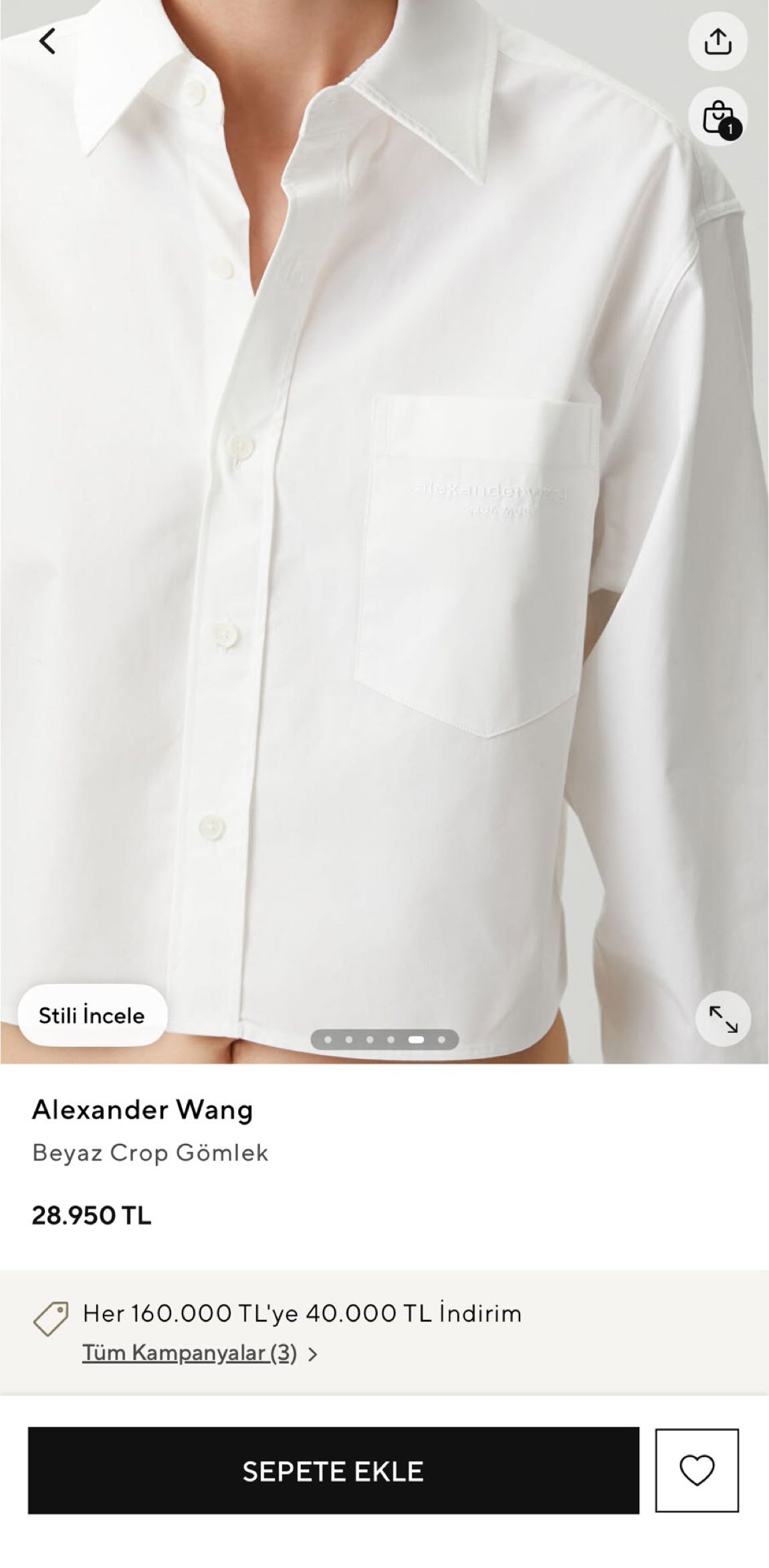 Alexander Wang Crop Gömlek — görsel 5/7