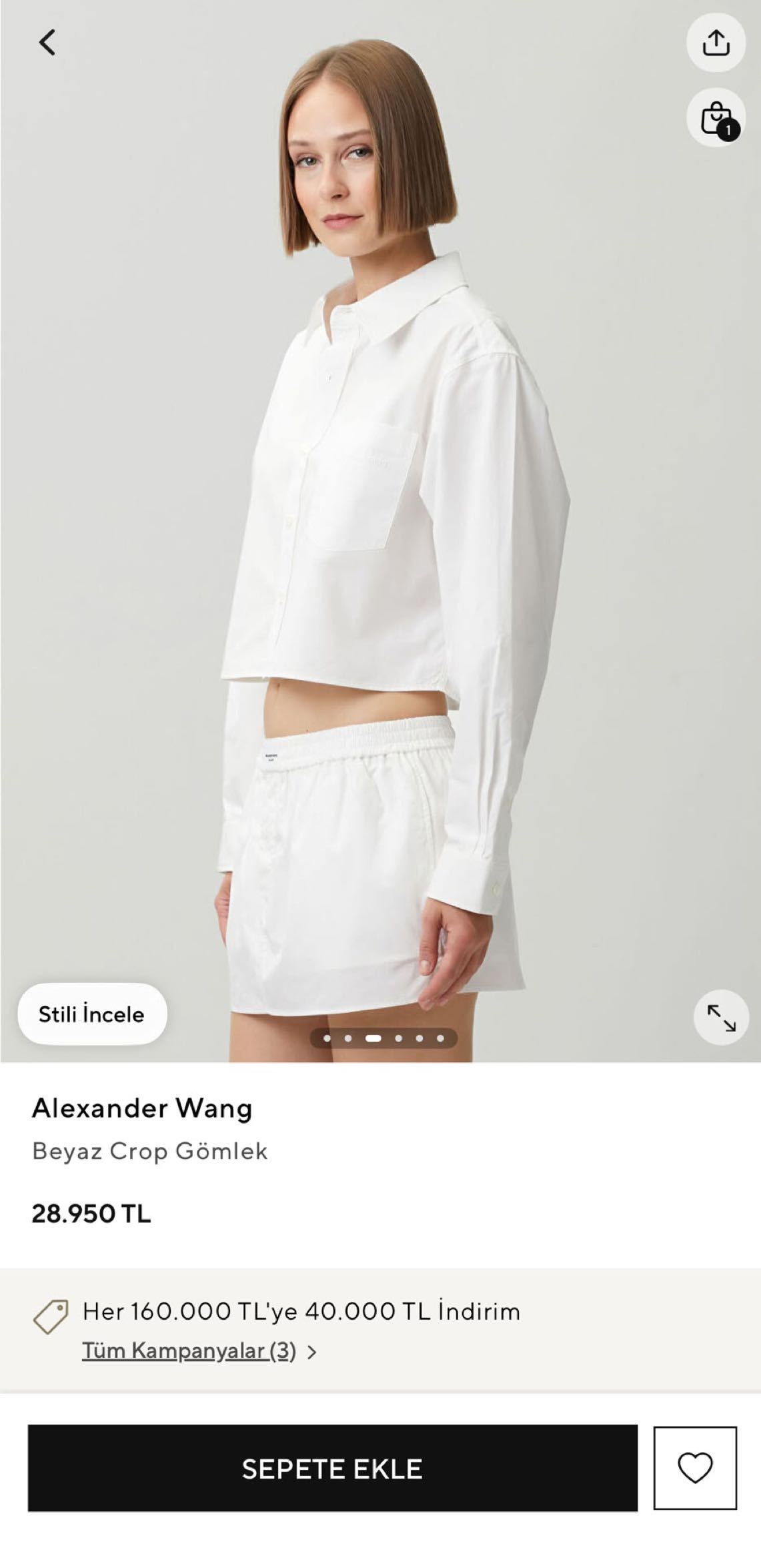 Alexander Wang Crop Gömlek — görsel 3/7