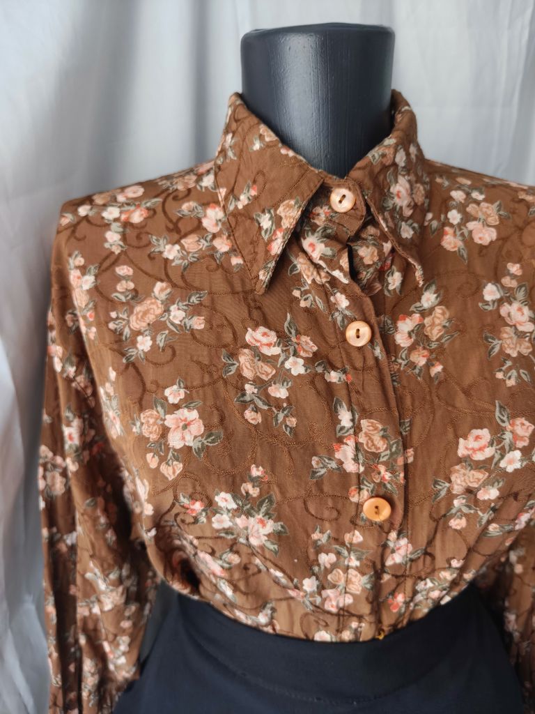 Çiçek Desenli dokulu vintage gömlek 5968 — görsel 5/14