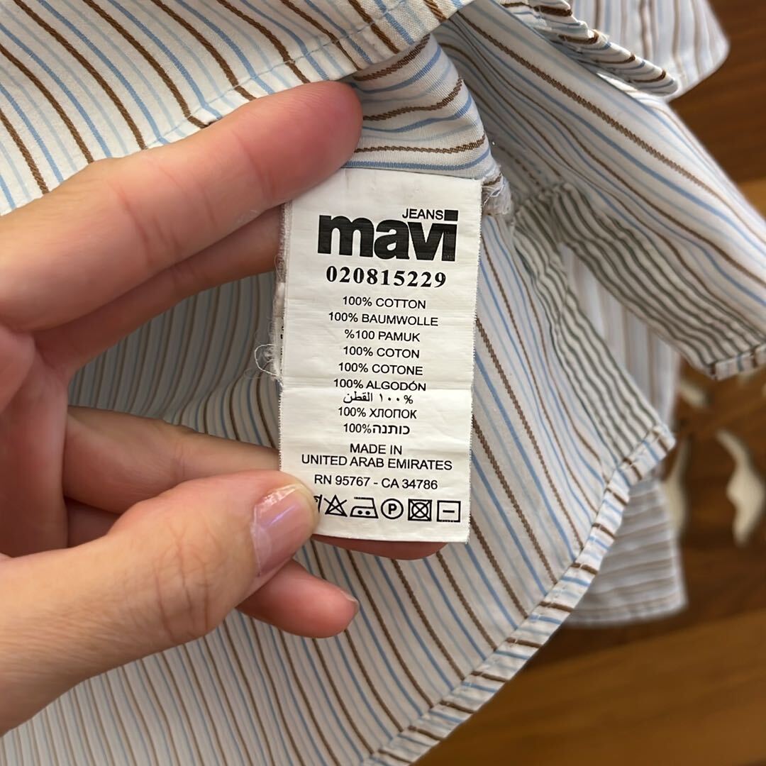 Mavi %100 Pamuk Çizgili Erkek Gömlek — görsel 8/11