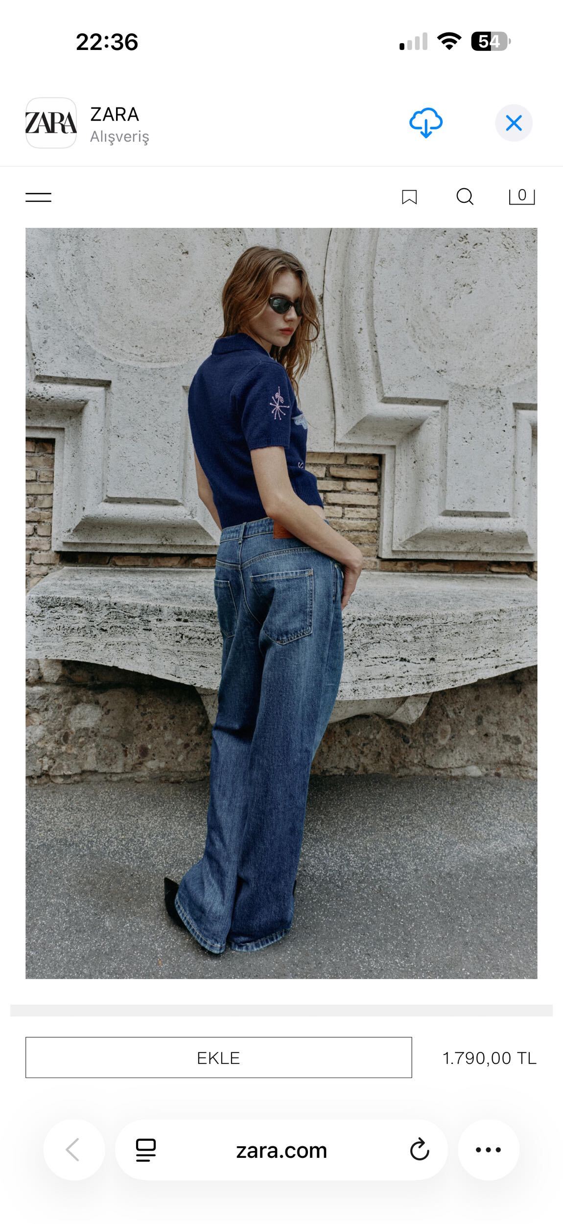 Zara Lacivert Çiçek Desenli Hırka — görsel 6/10