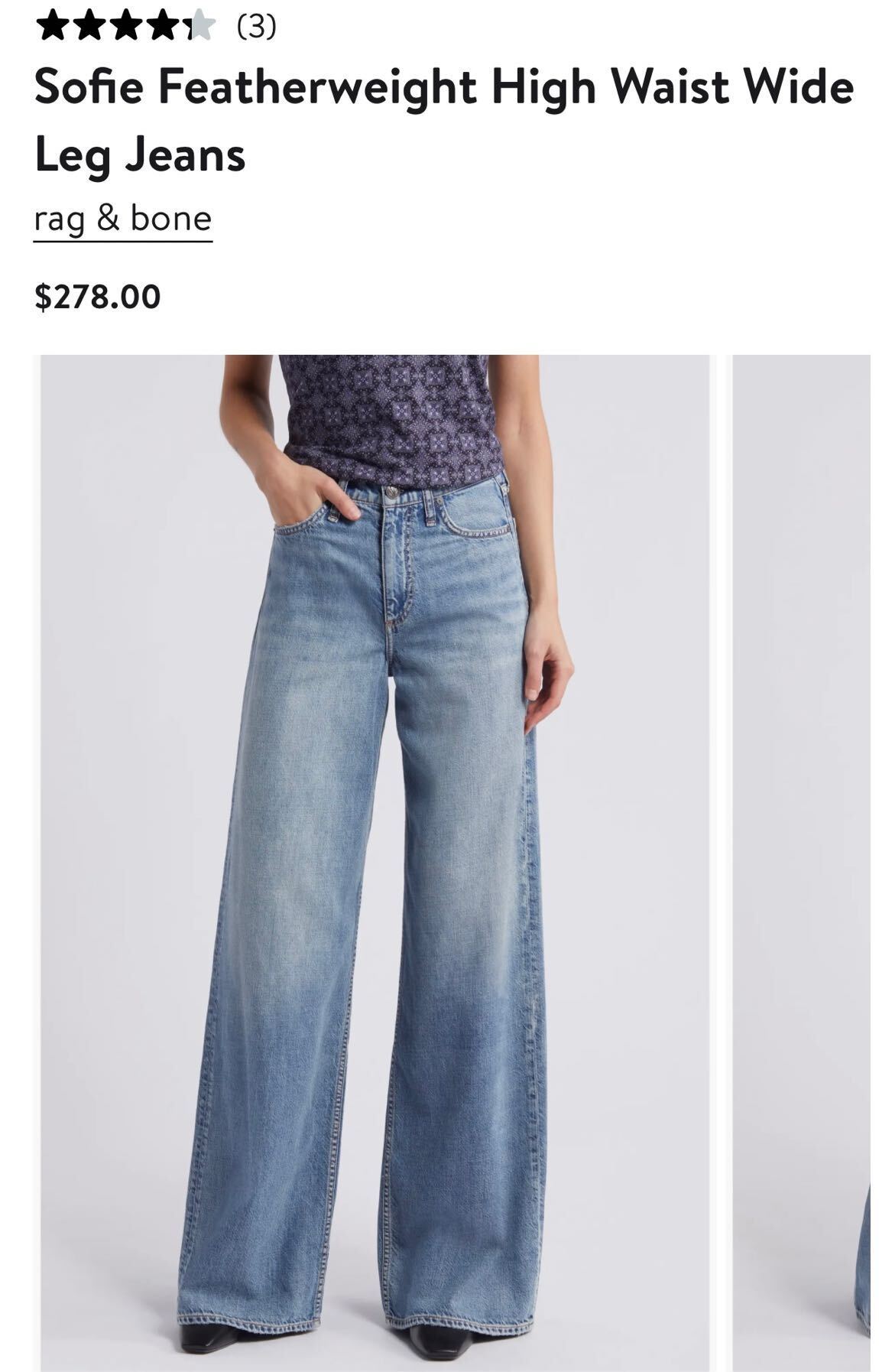 Rag & Bone Mavi Geniş Paça Jean — görsel 2/4