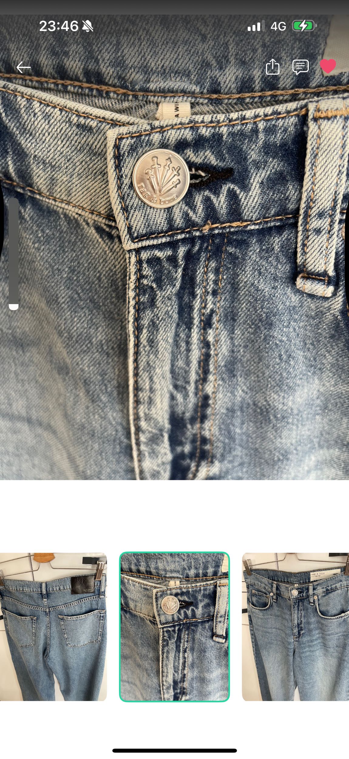 Rag & Bone Mavi Geniş Paça Jean — görsel 4/4
